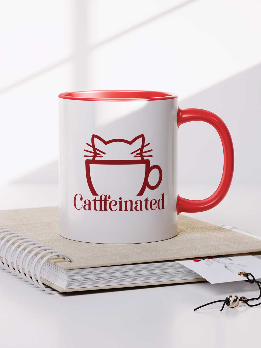 CATFFEINATED Graphic Printed Ceramic Mug