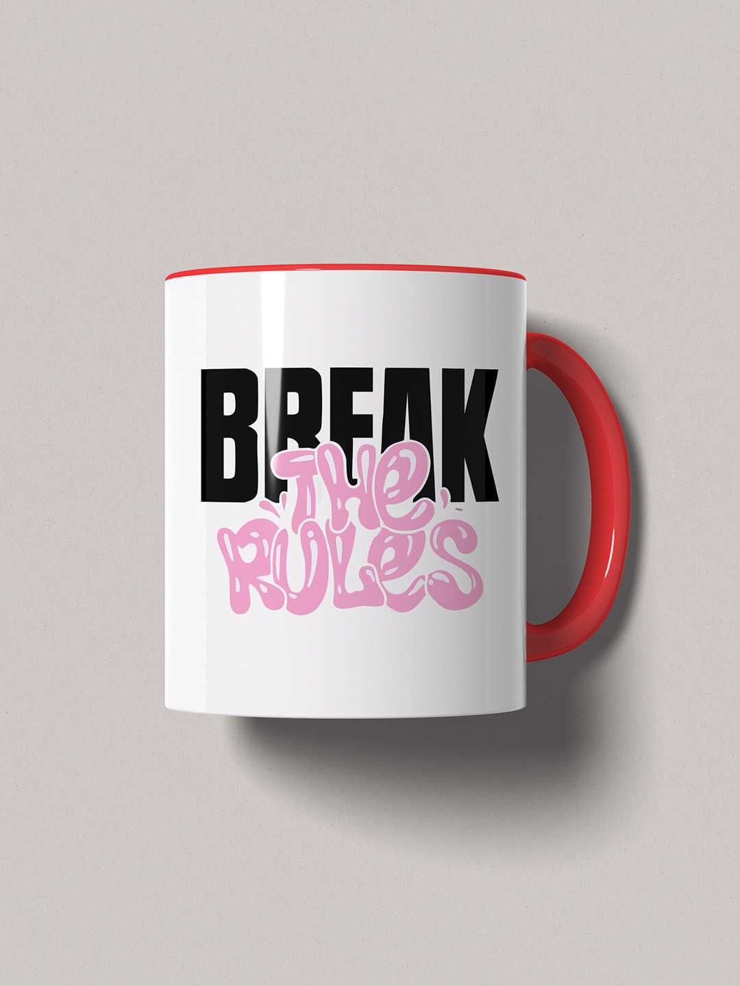 BREAK THE RULES Graphic Printed Ceramic Mug