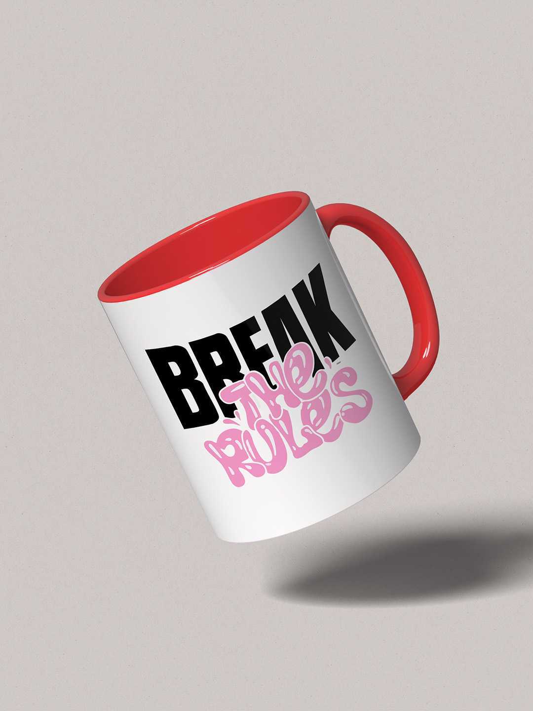 BREAK THE RULES Graphic Printed Ceramic Mug