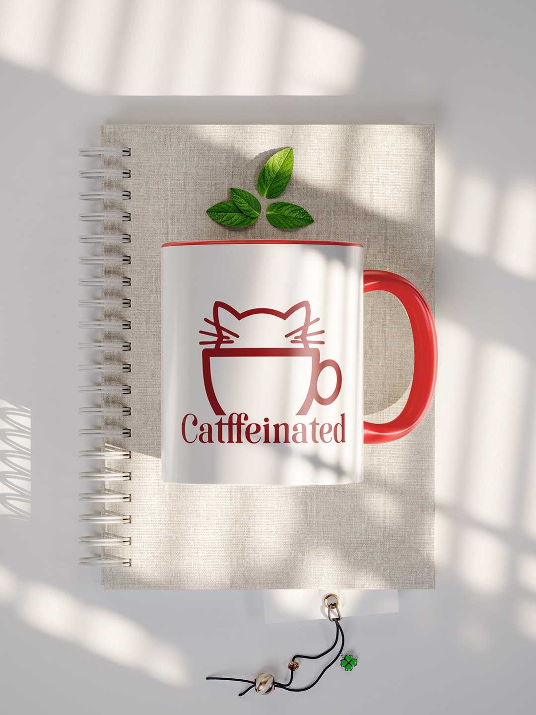 CATFFEINATED Graphic Printed Ceramic Mug