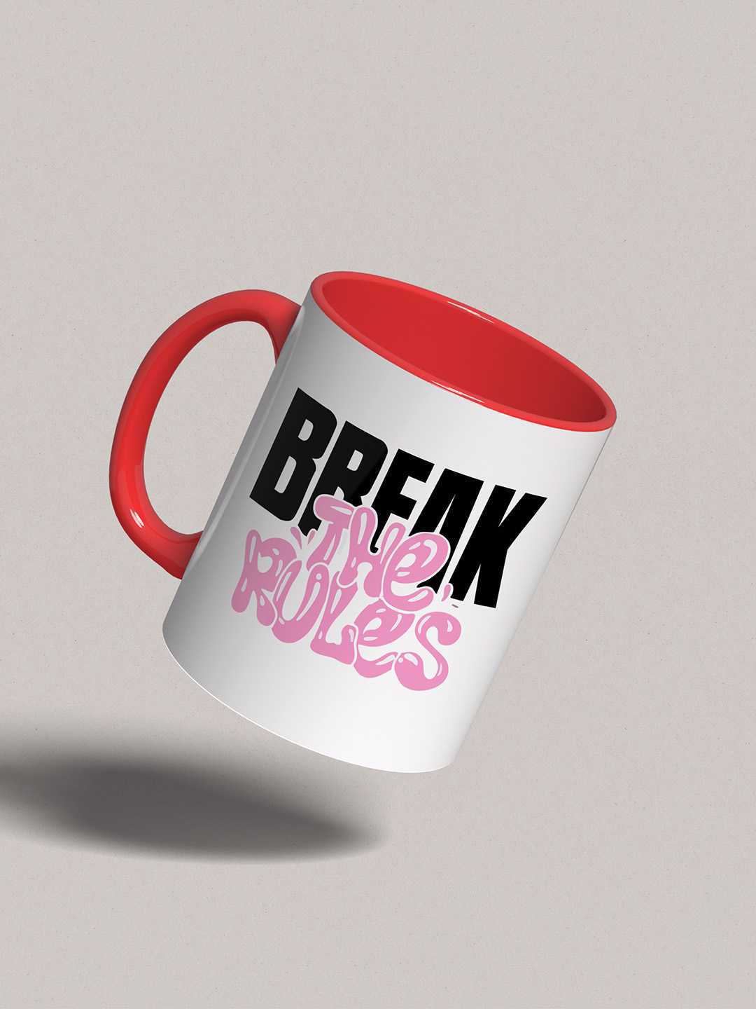BREAK THE RULES Graphic Printed Ceramic Mug