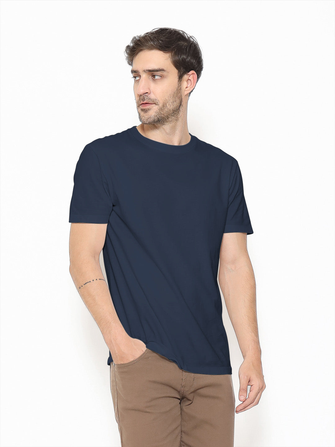 Blue Solid Unisex Regular Tee