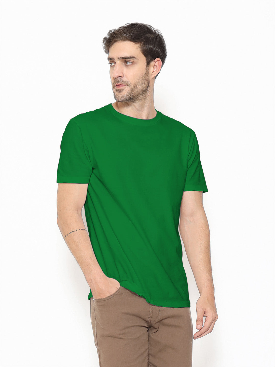 Green Solid Unisex Regular Tee