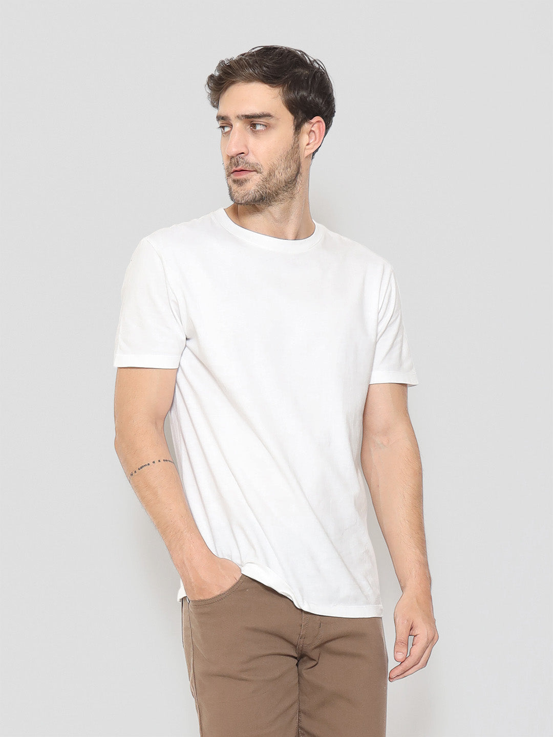 White Solid Unisex Regular Tee