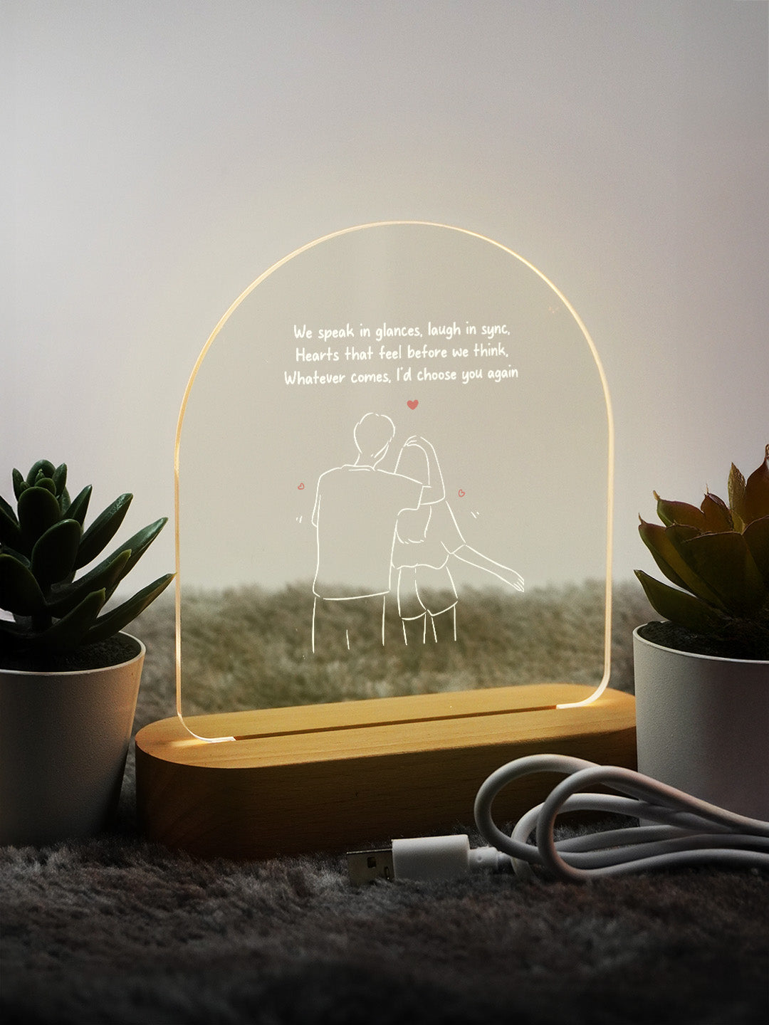 Couple Love Quote LED Acrylic Frame