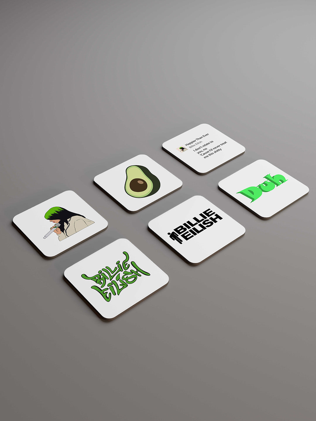 Billie Eilish Graphic Coasters - Pack of 6