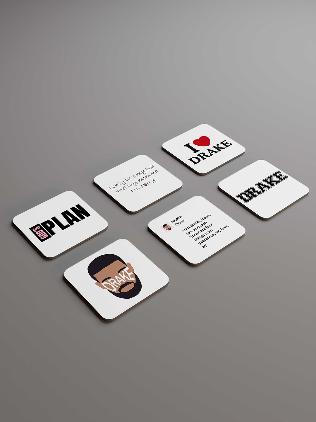 Drake Graphic Coasters - Pack of 6