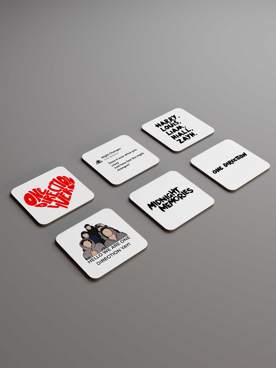 One Direction Graphic Coasters - Pack of 6
