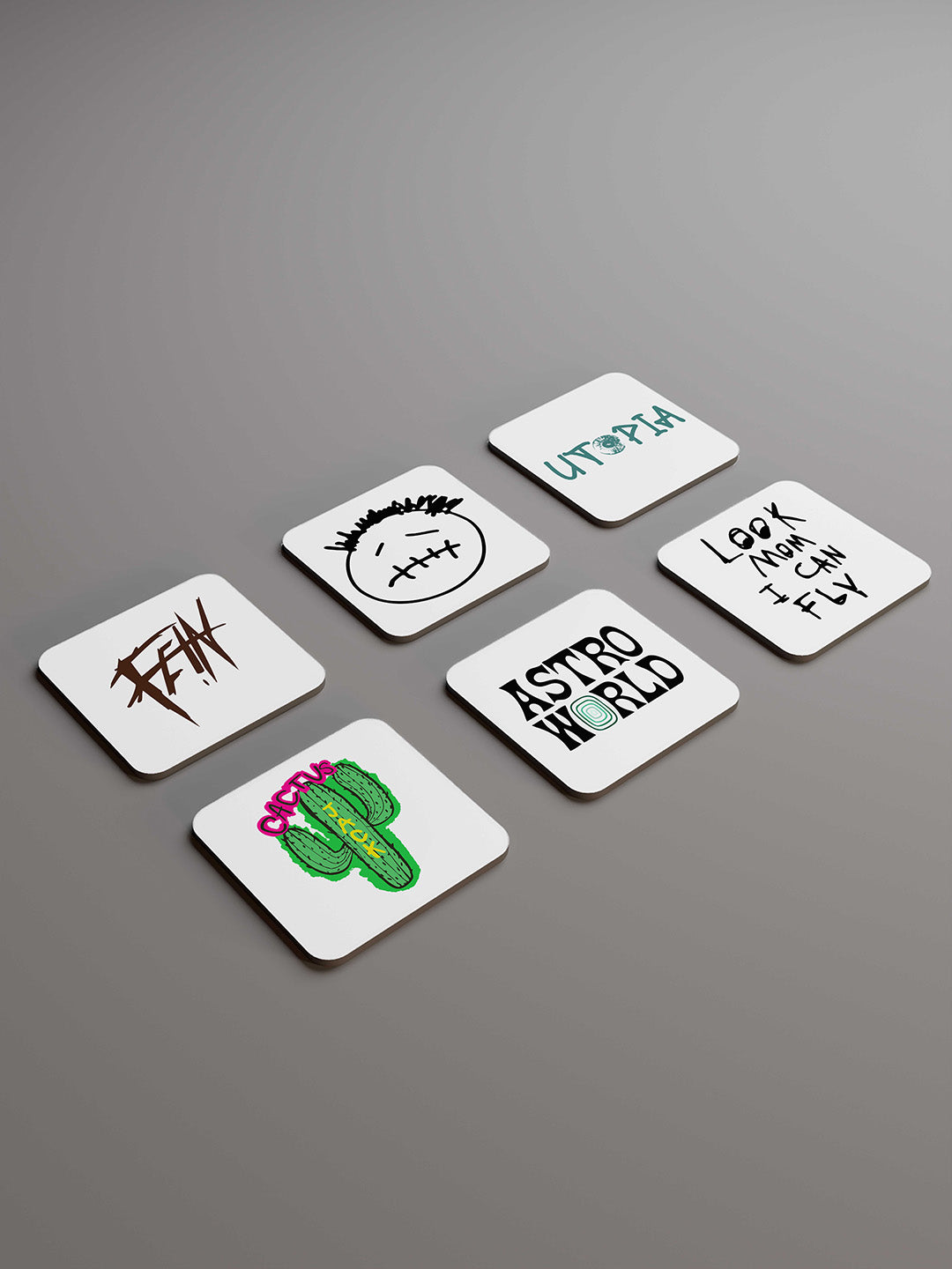Travis Scott Graphic Coasters - Pack of 6