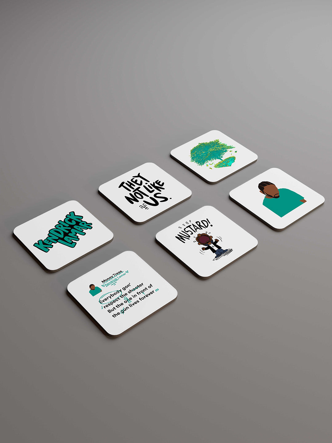 Kendrick Lamar Graphic Coasters - Pack of 6