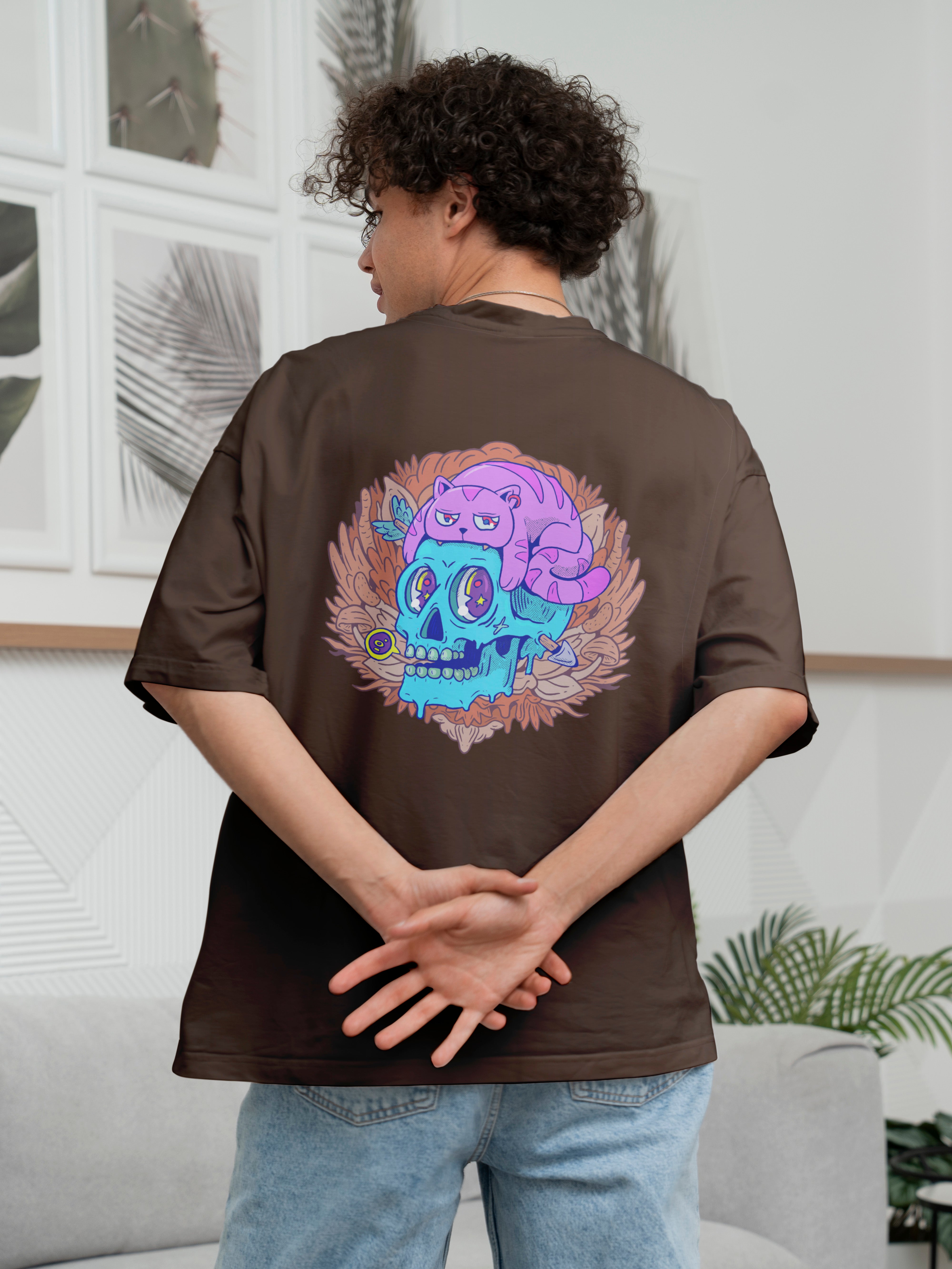 Cat Skull Oversized Tee