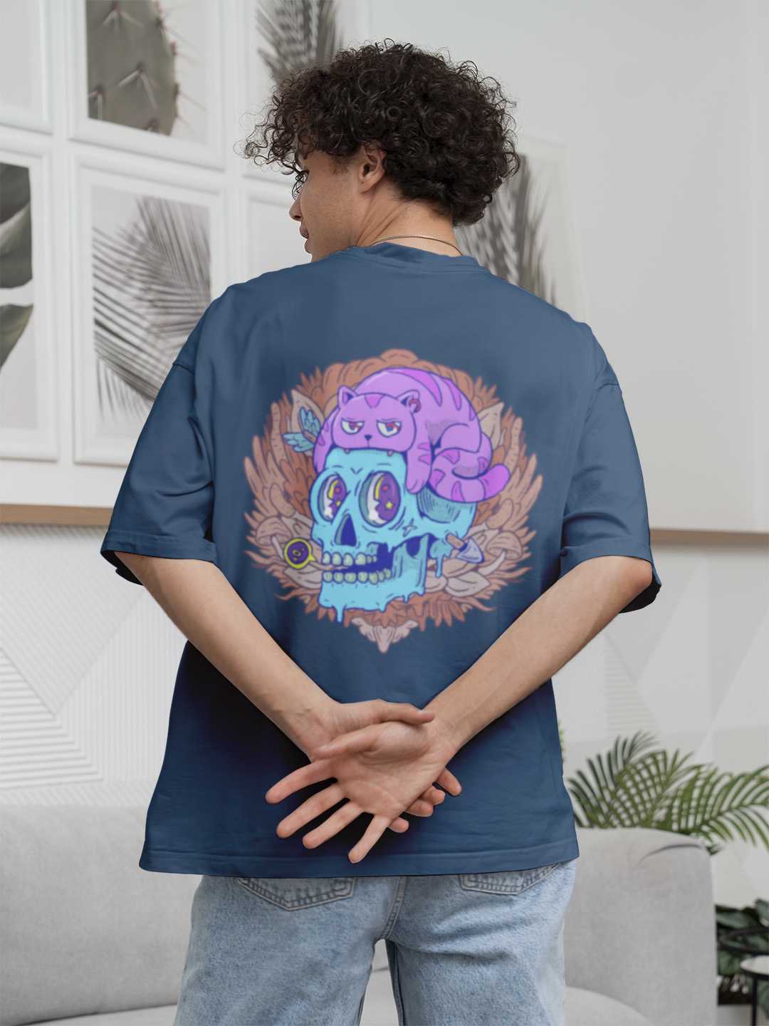 Cat Skull Oversized Tee
