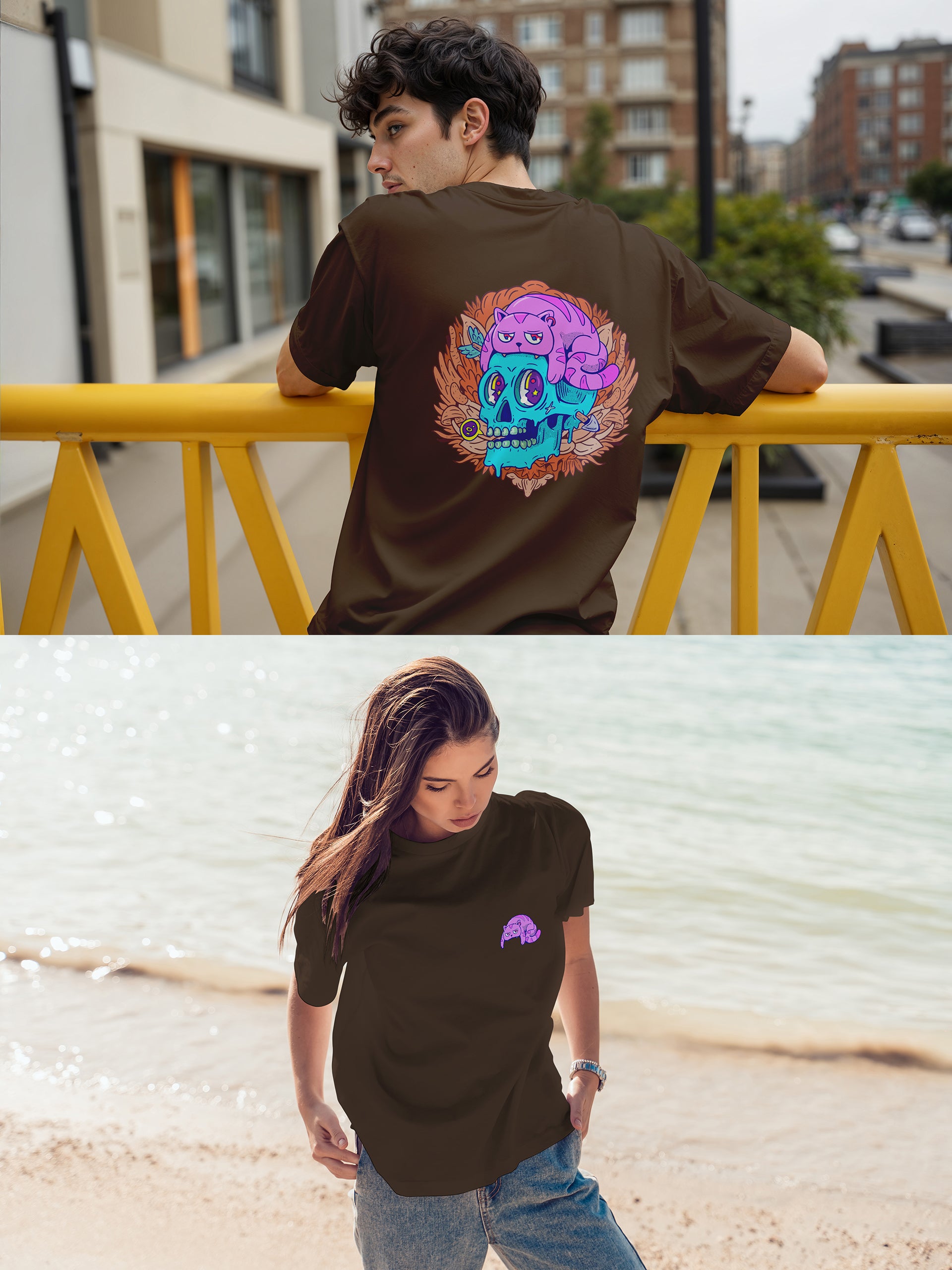 Cat Skull Oversized Tee
