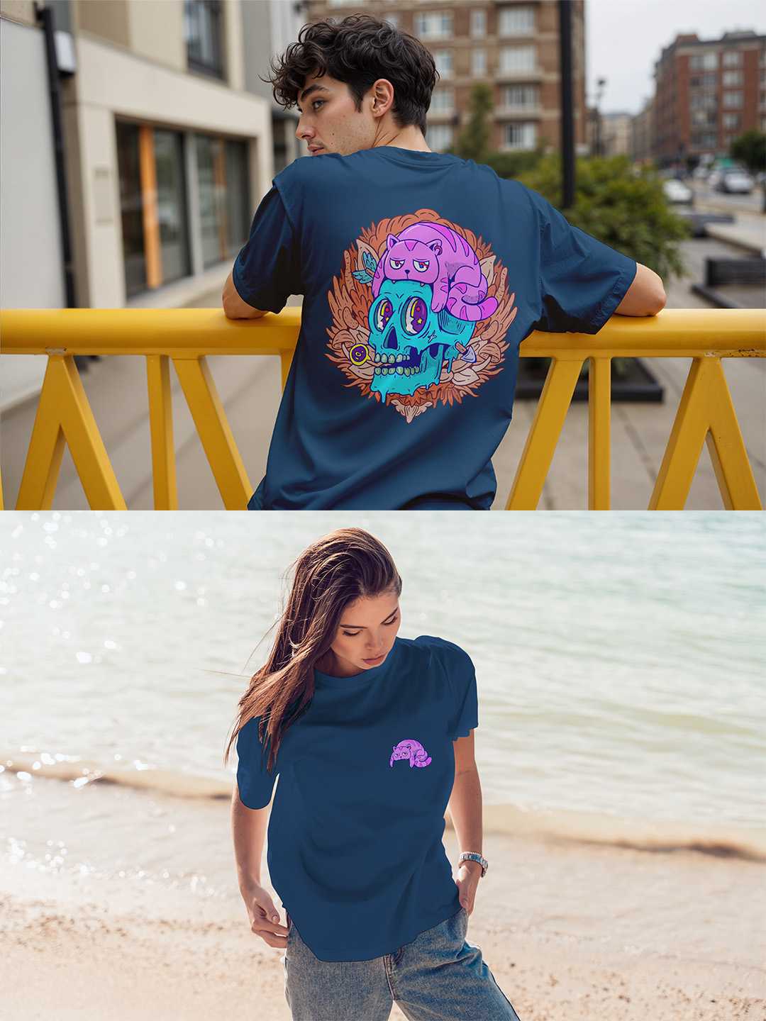 Cat Skull Oversized Tee