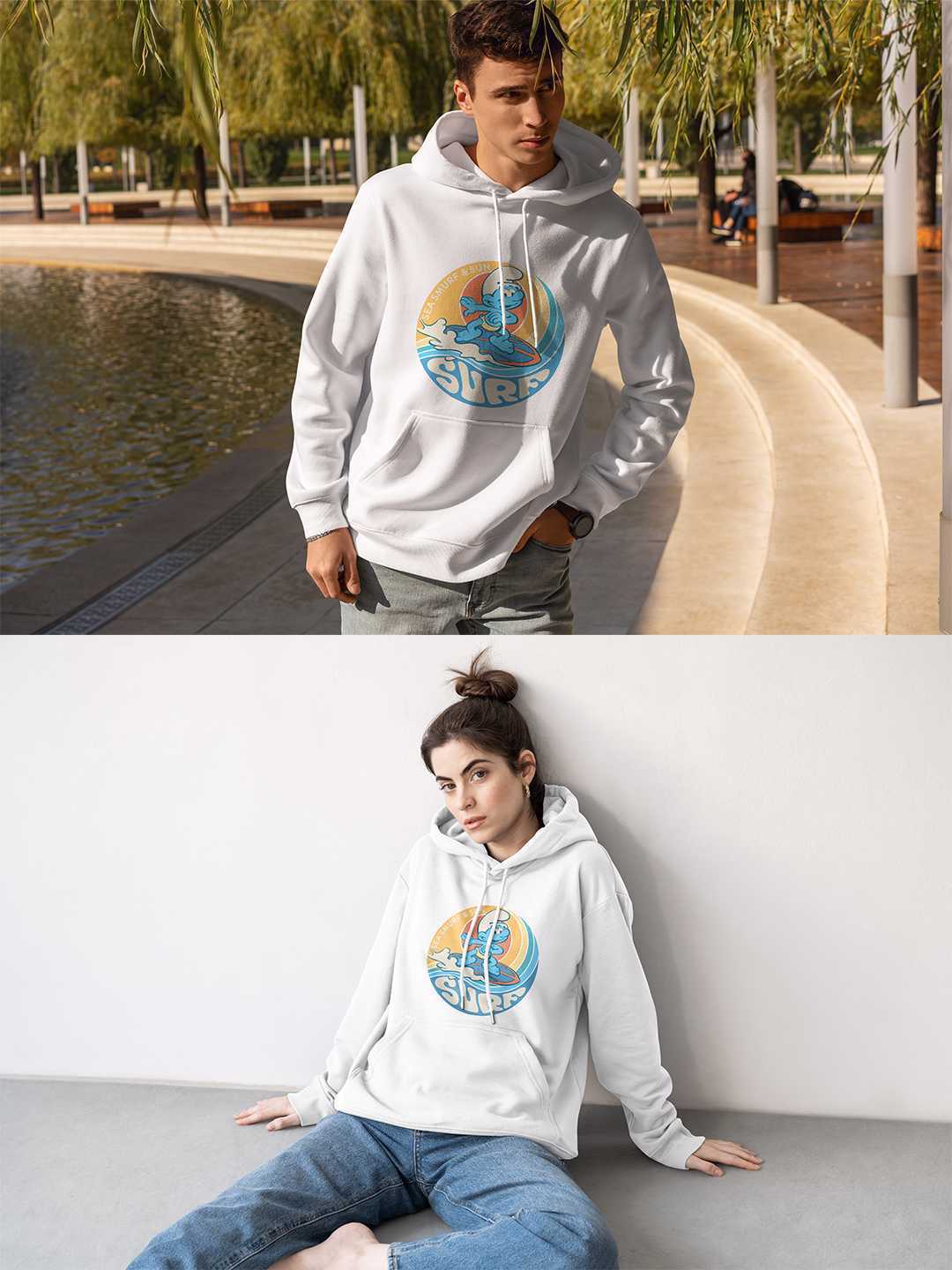 Sea Surf Smurfs Pullover Hoodie