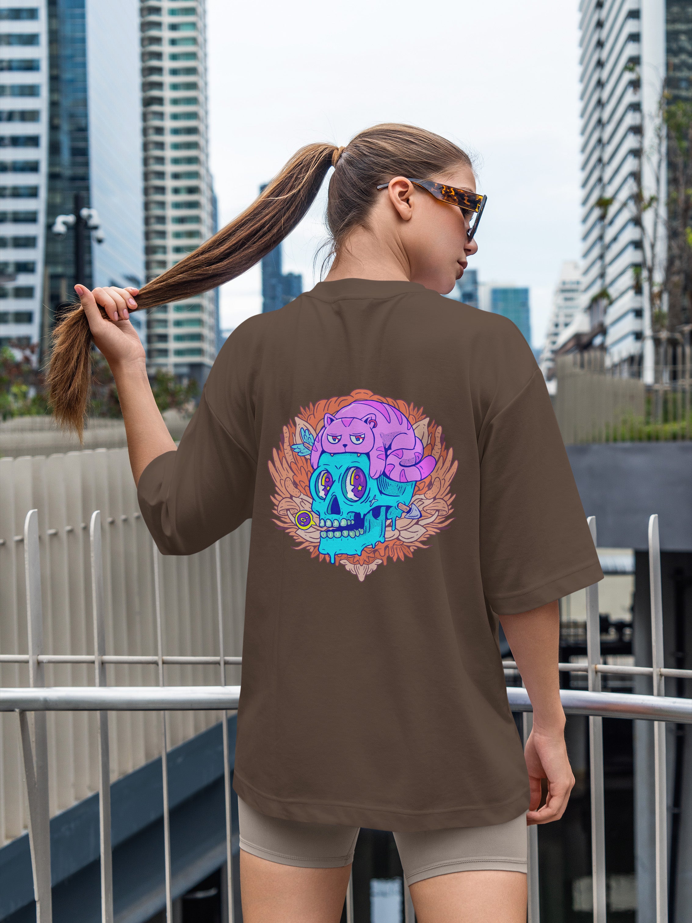 Cat Skull Oversized Tee