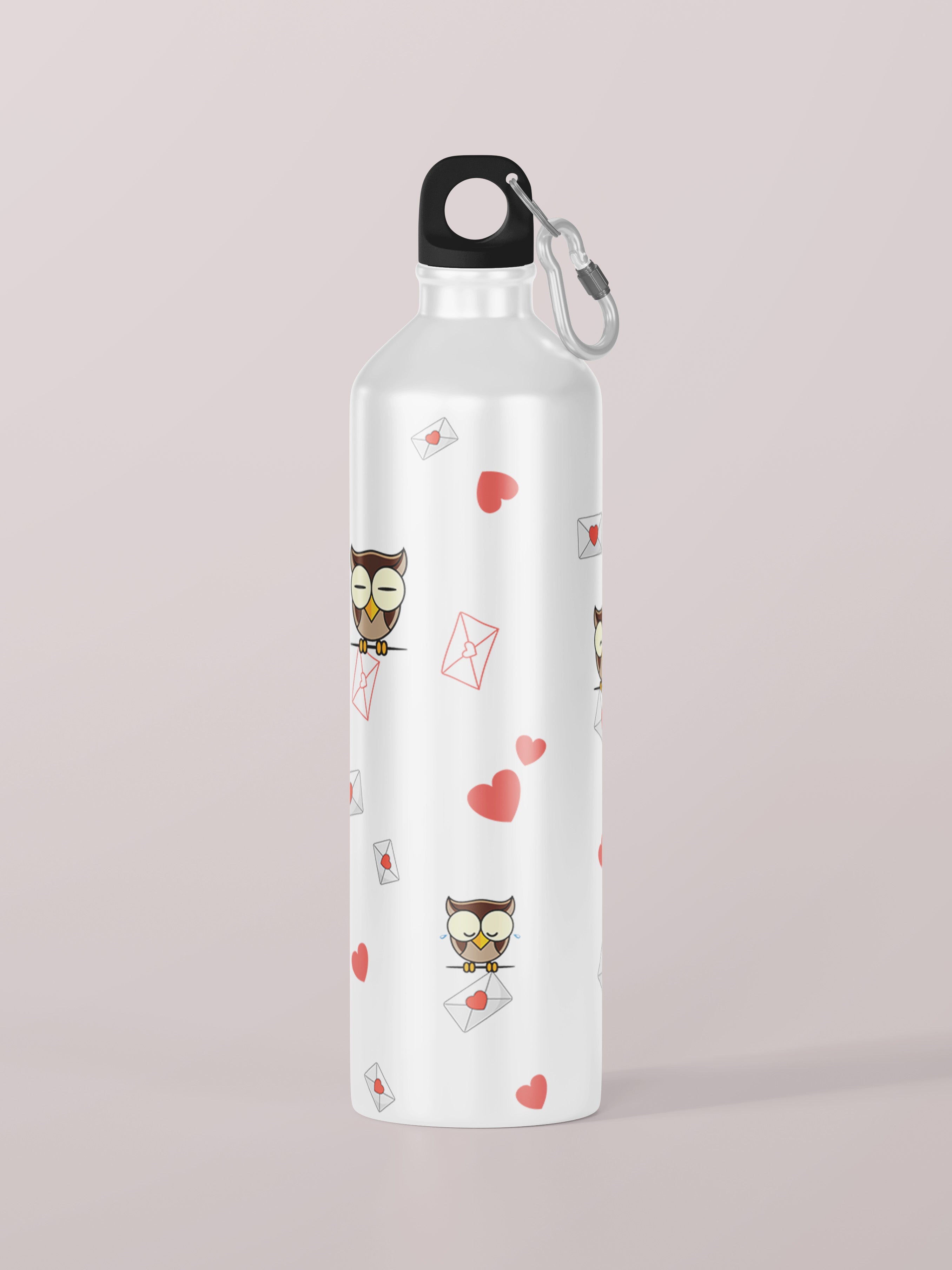 Owl Pattern Graphic Metal Bottle