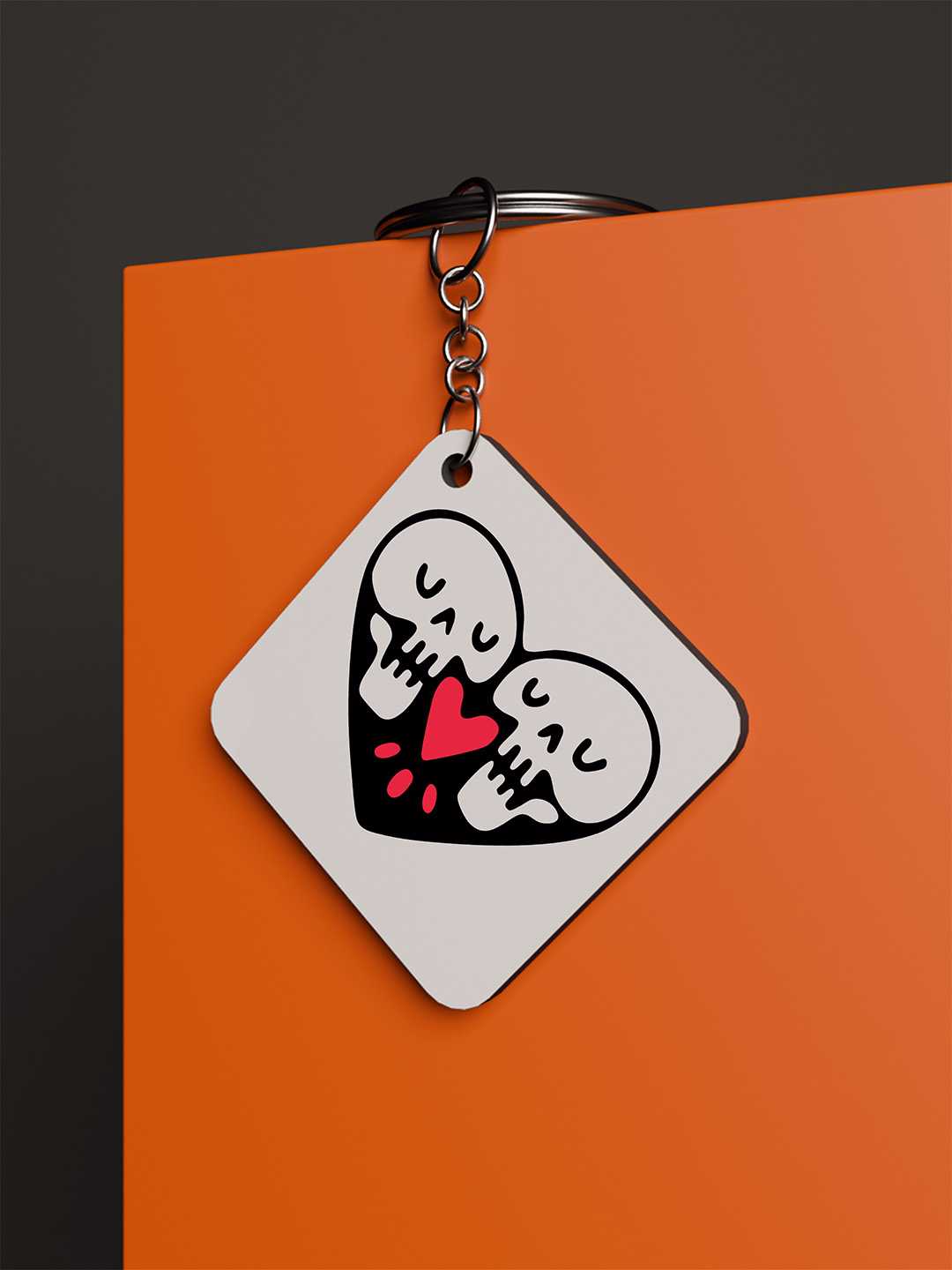 Skull Heart Art Graphic Keychain