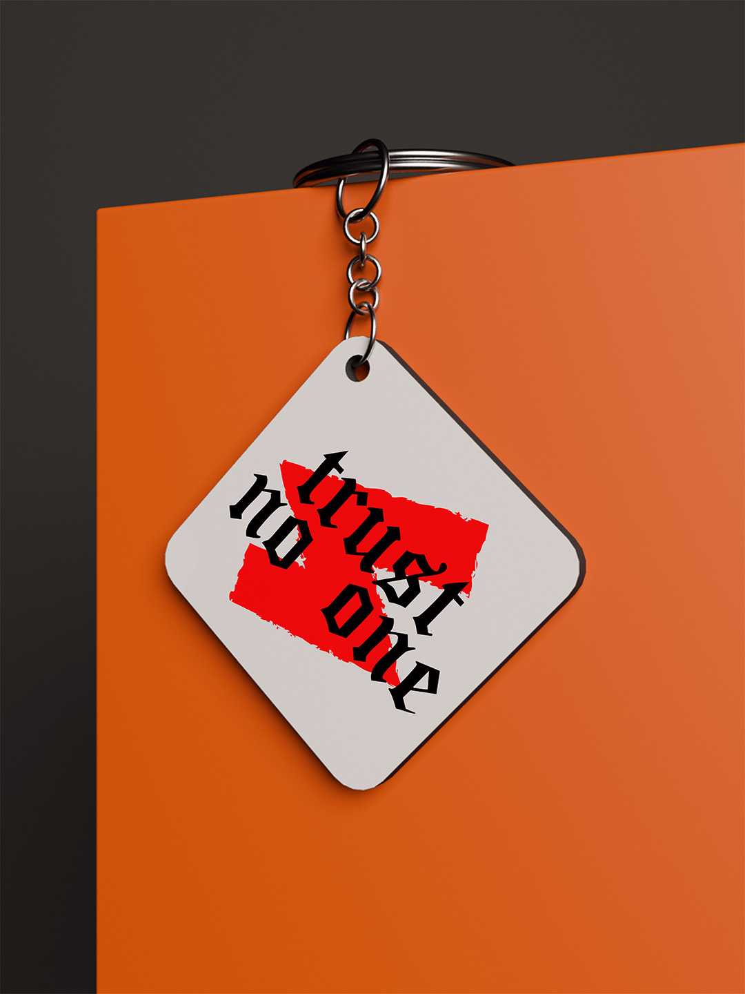 Trust No One Graphic Keychain