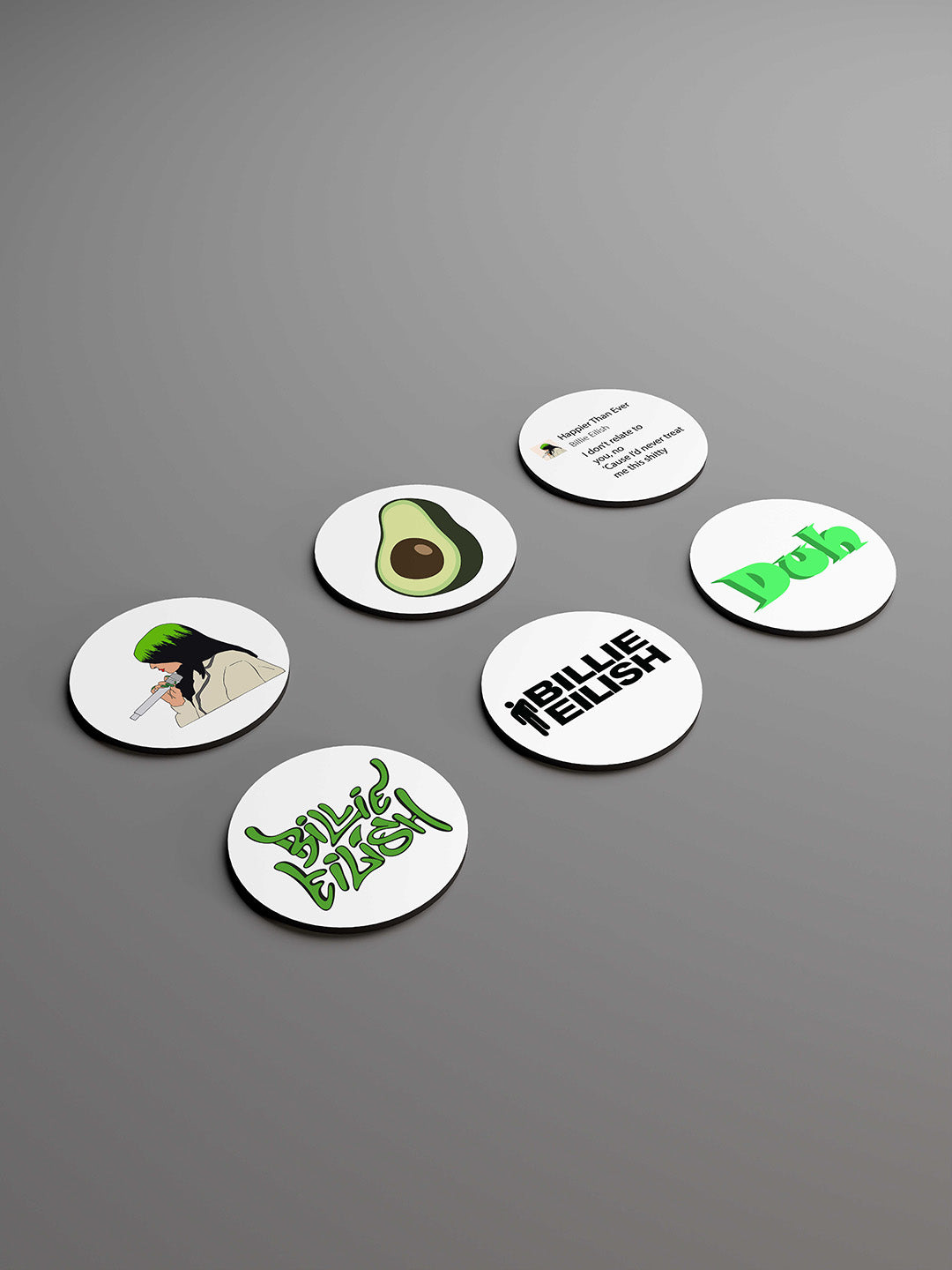 Billie Eilish Graphic Coasters - Pack of 6