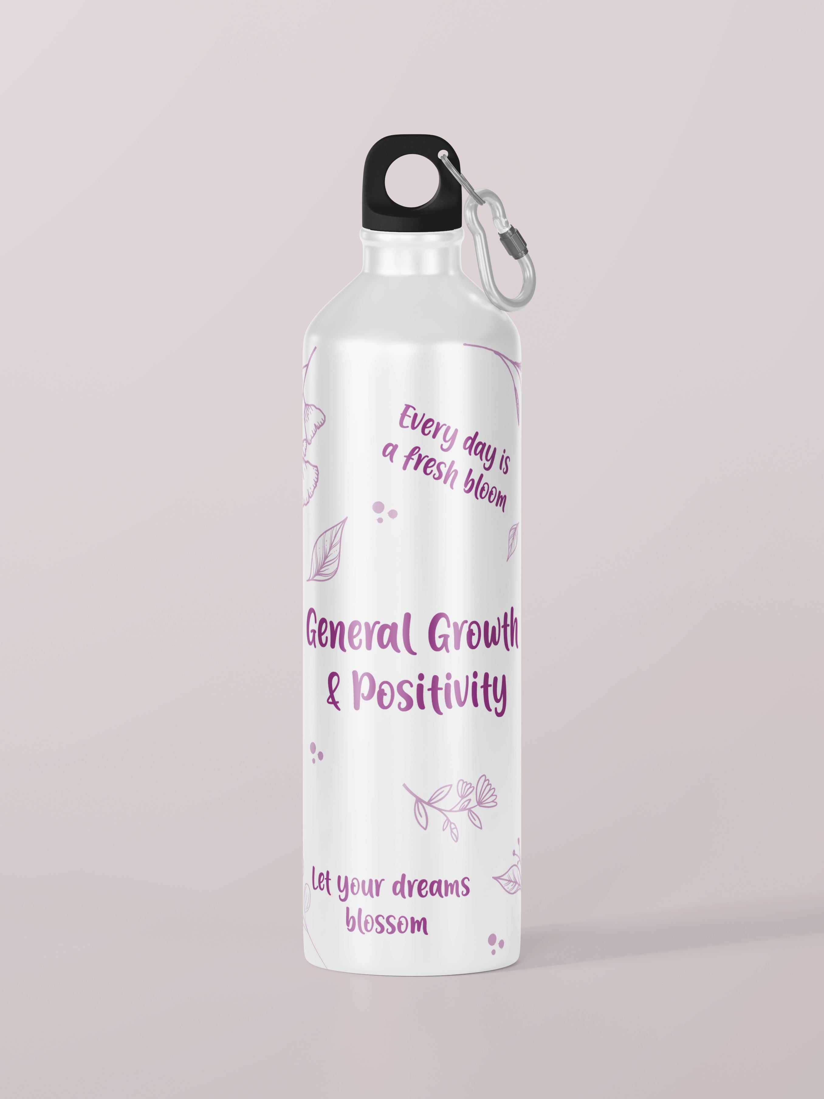 Growth & Positivity Pattern Graphic Metal Bottle