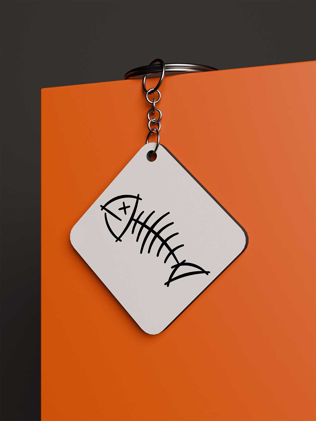 Fish Bone Graphic Keychain