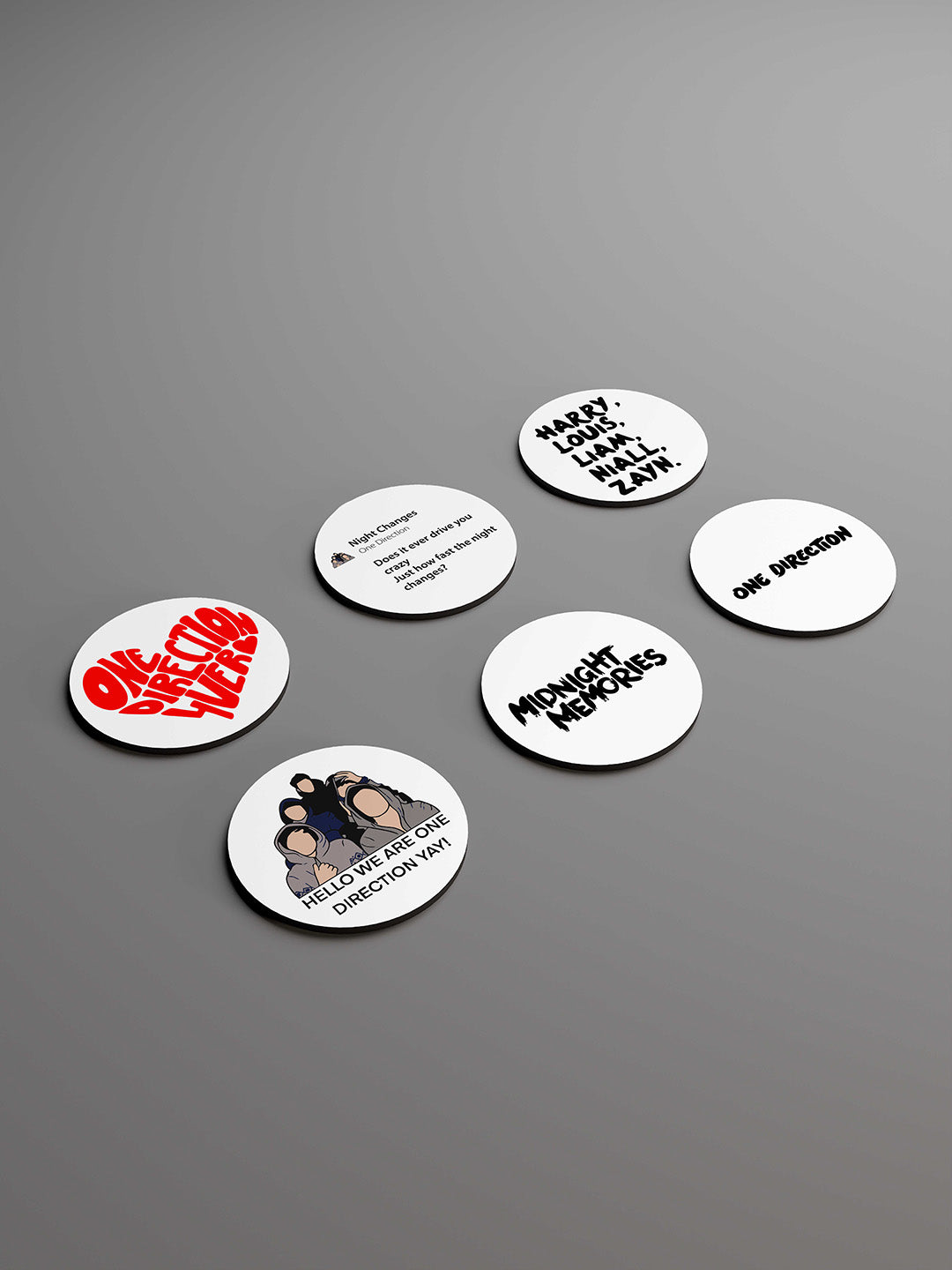 One Direction Graphic Coasters - Pack of 6