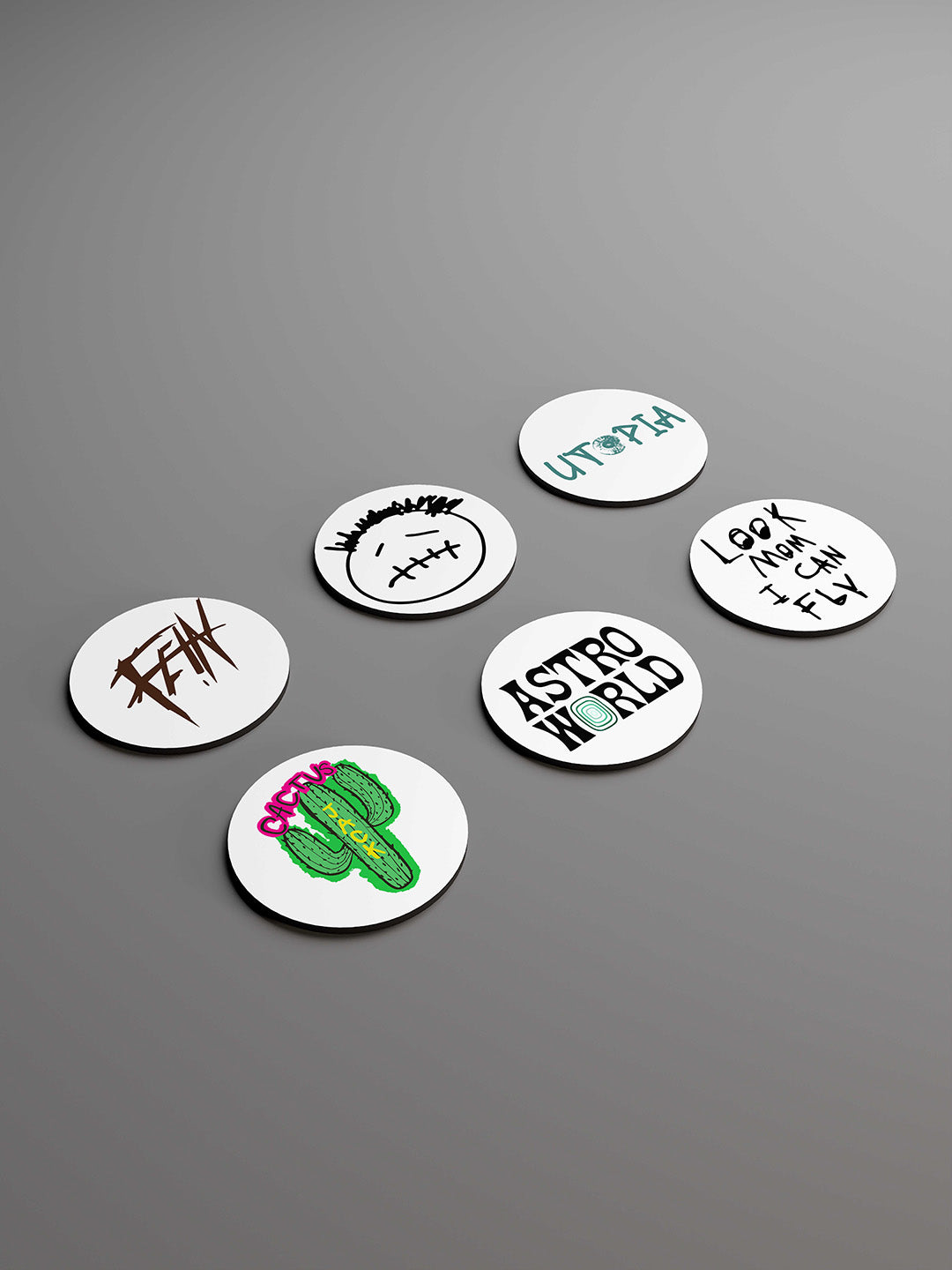 Travis Scott Graphic Coasters - Pack of 6