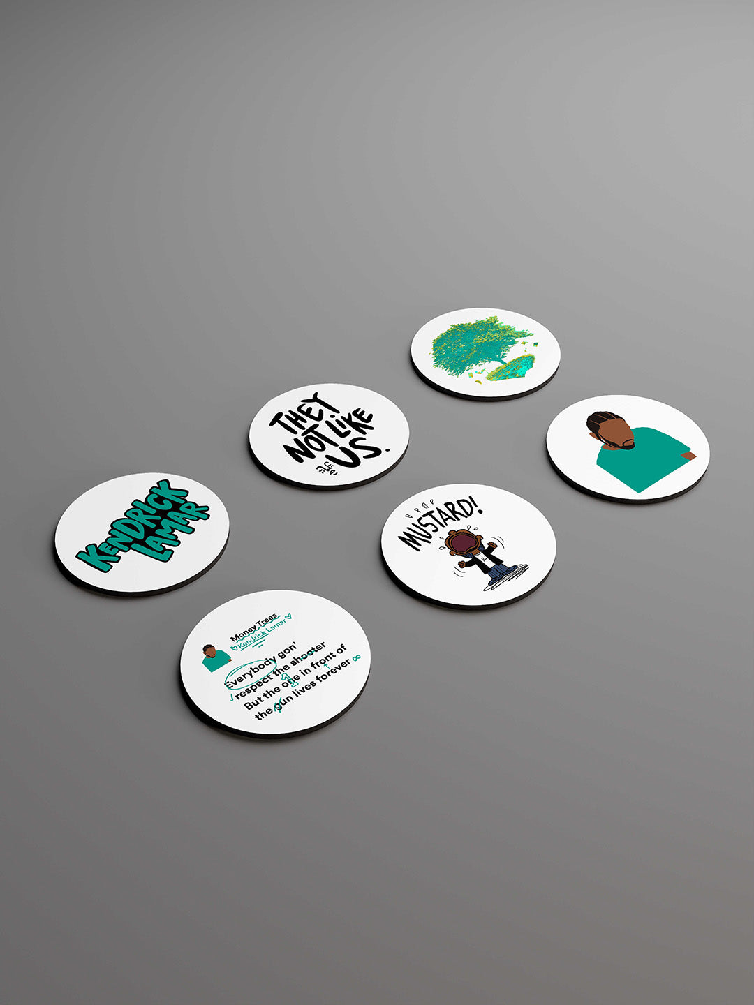 Kendrick Lamar Graphic Coasters - Pack of 6