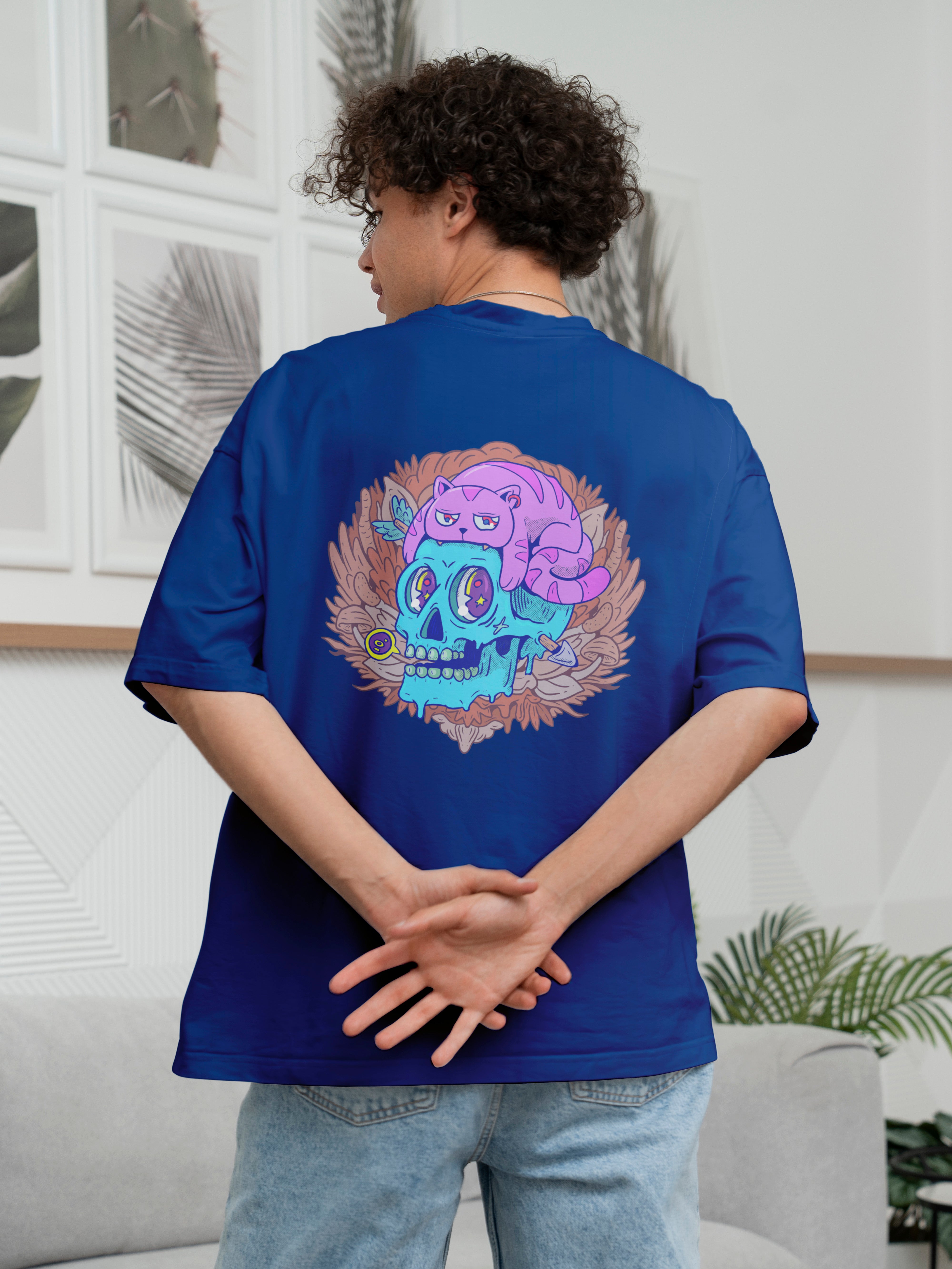 Cat Skull Oversized Tee