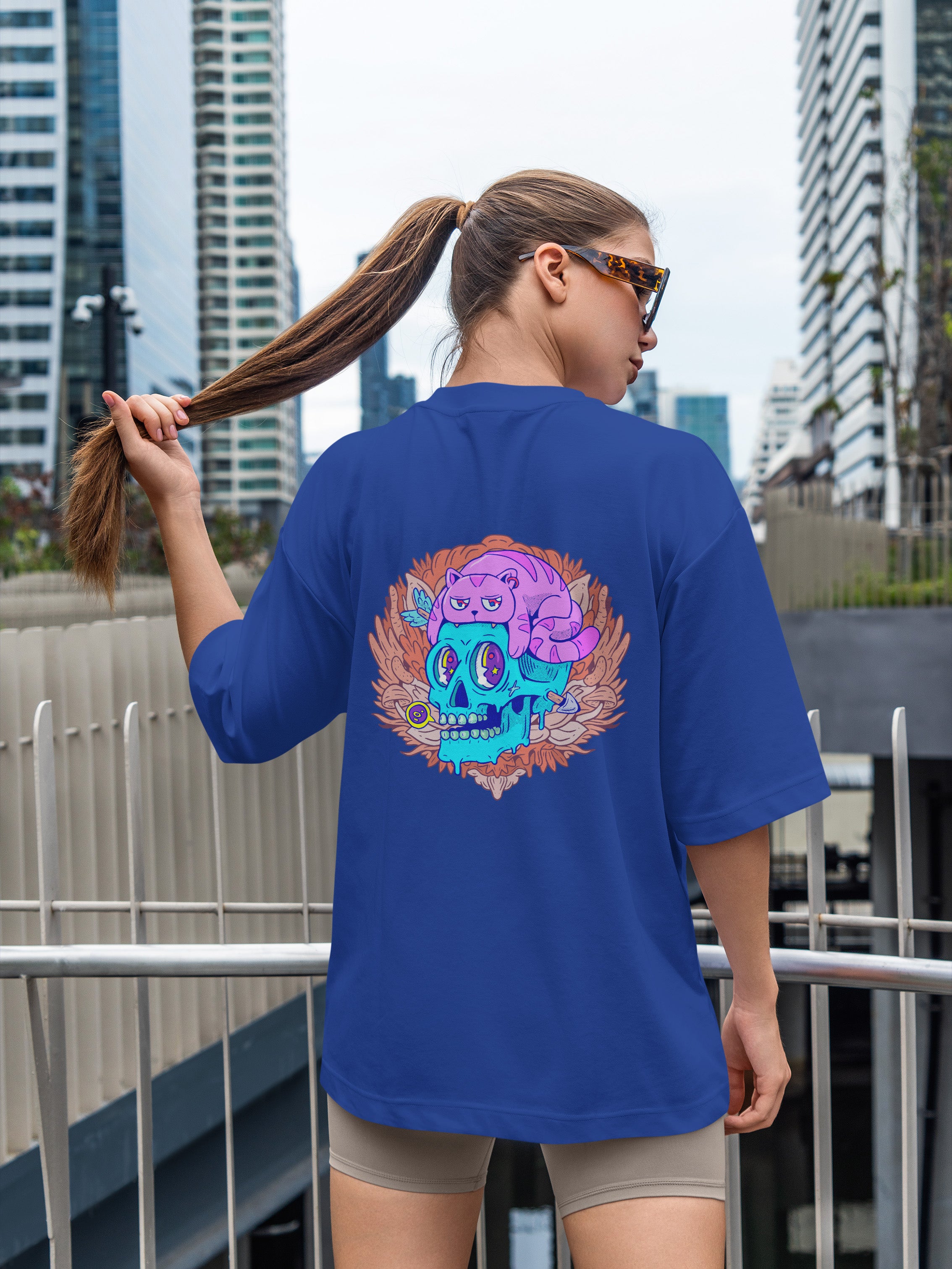 Cat Skull Oversized Tee