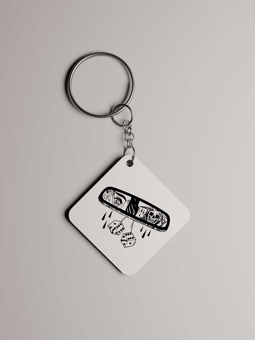 Rear View Mirror Graphic Keychain