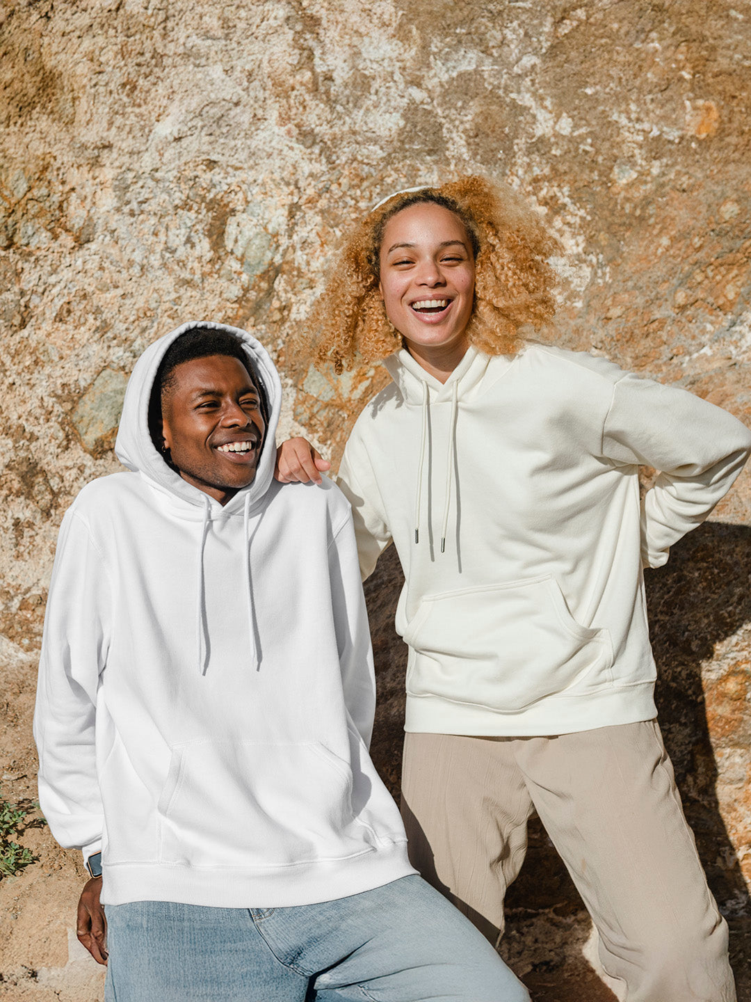 White Solid Unisex Hoodie