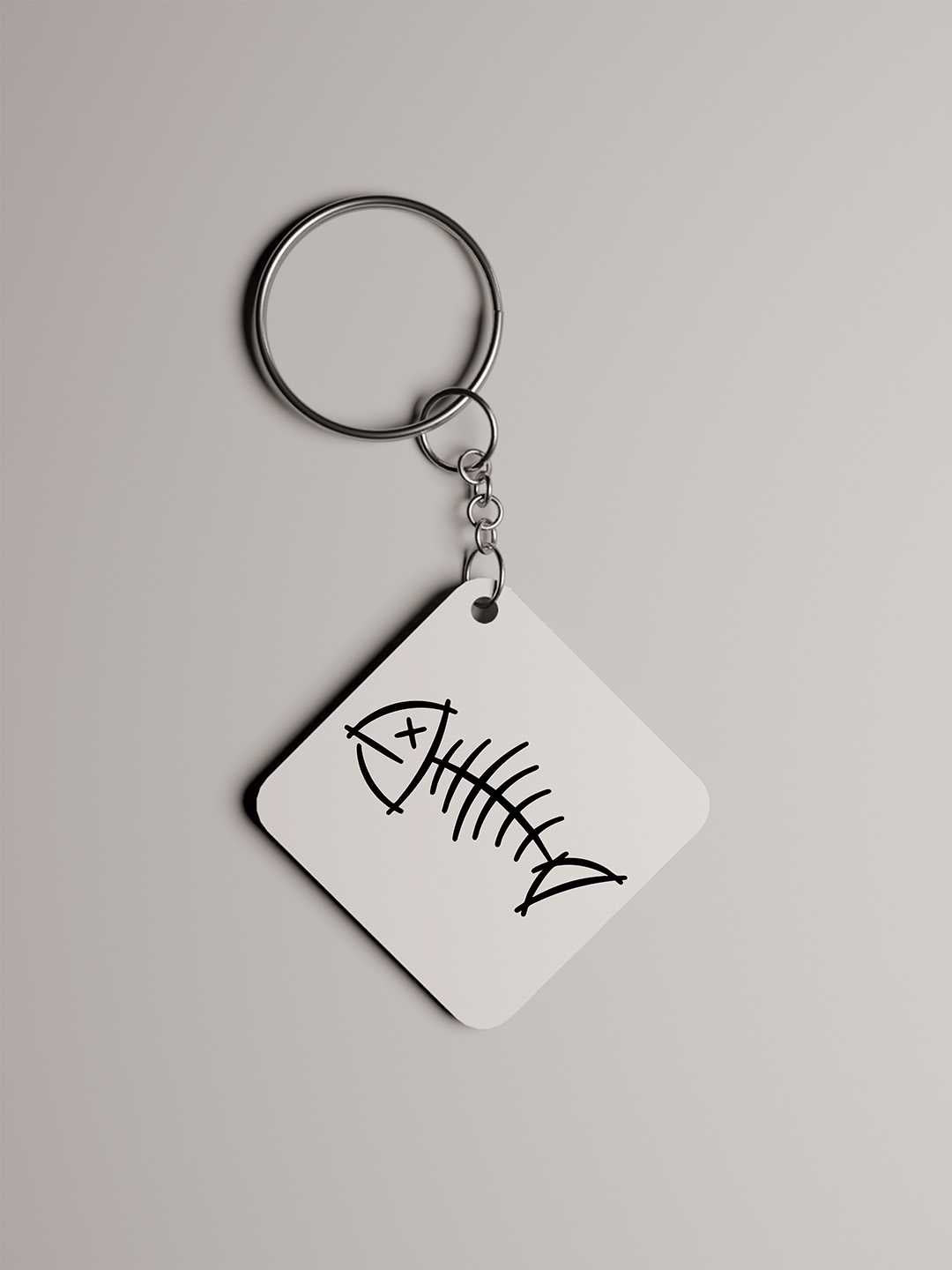 Fish Bone Graphic Keychain
