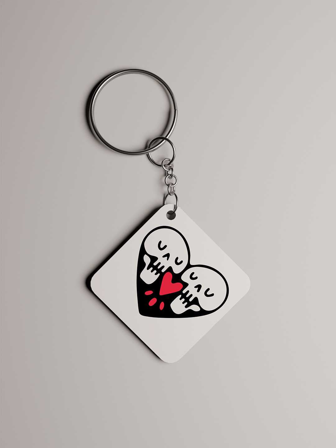 Skull Heart Art Graphic Keychain
