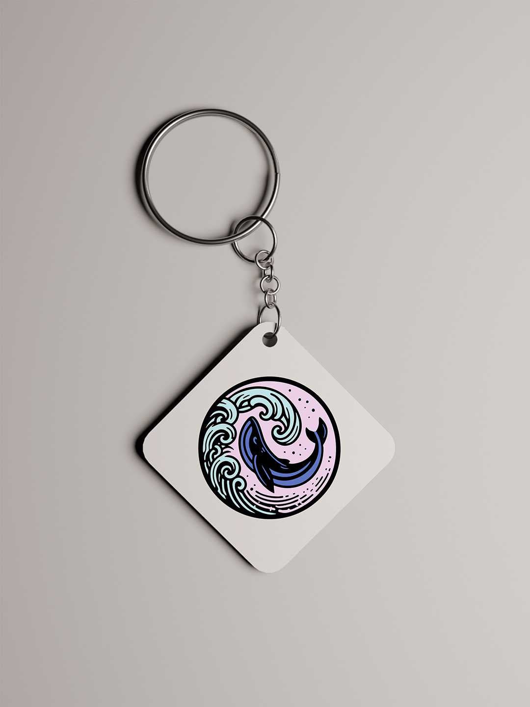 Whale Art Graphic Keychain