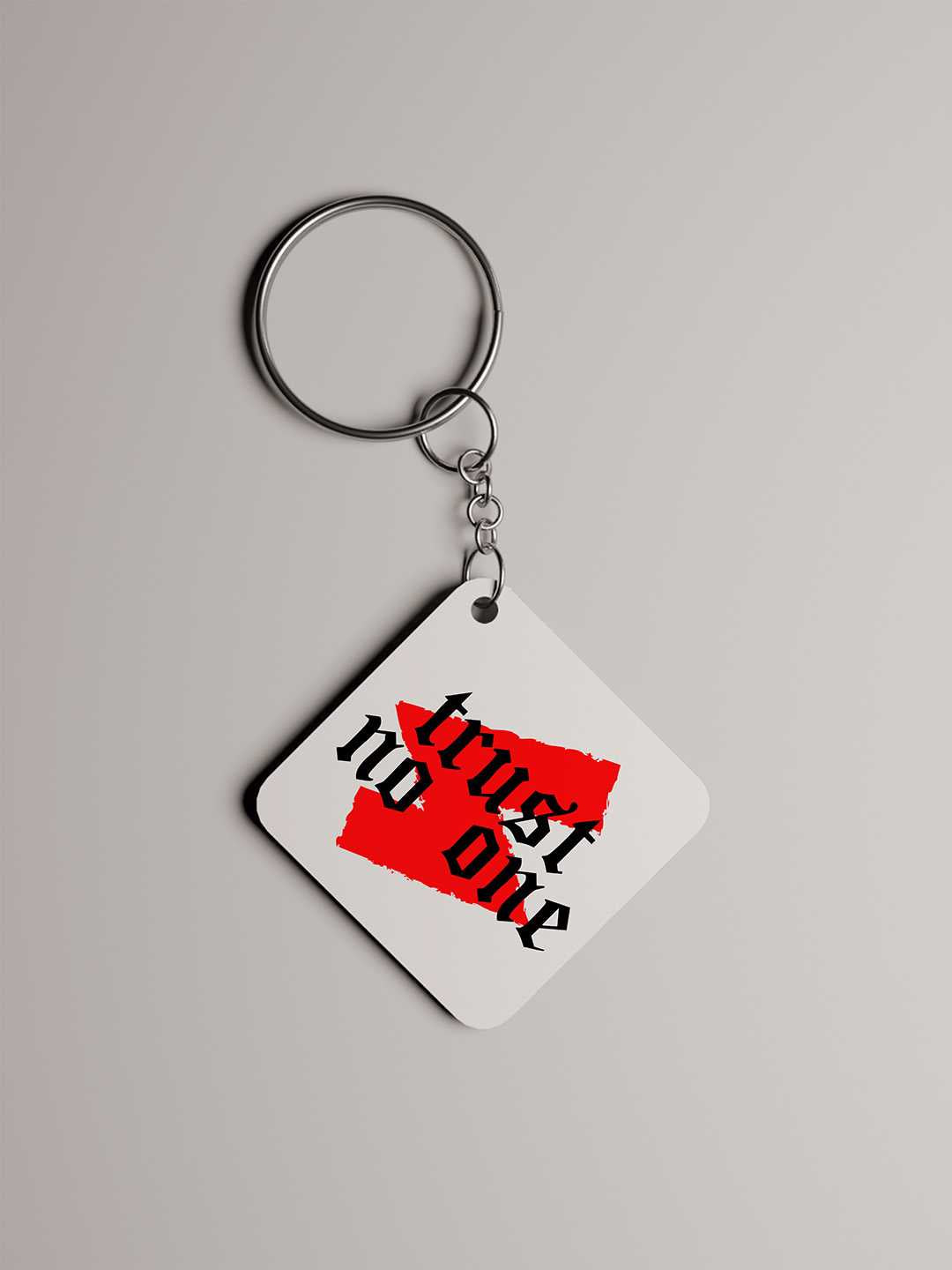Trust No One Graphic Keychain