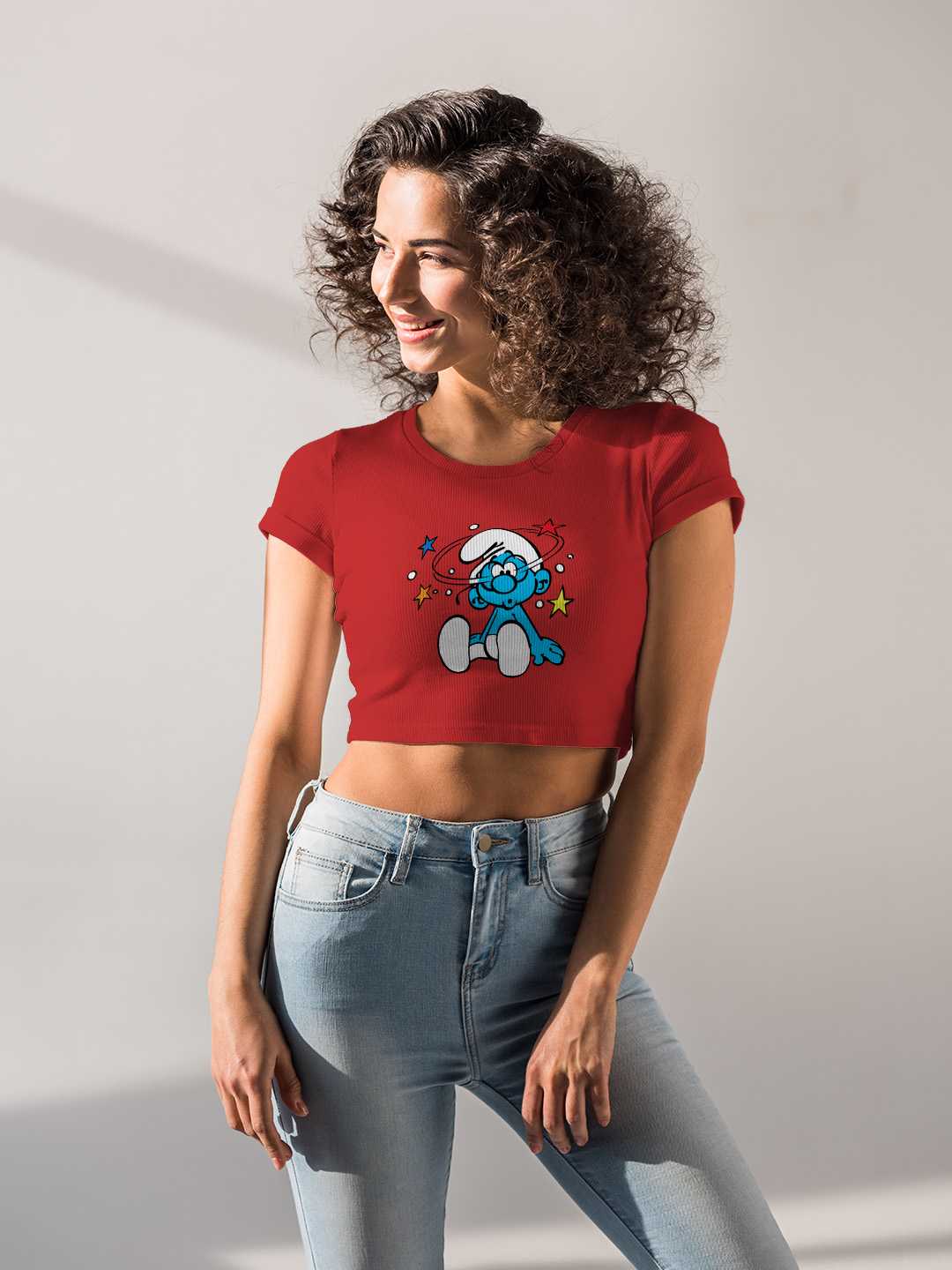 Confused Smurf Graphic Baby Tee