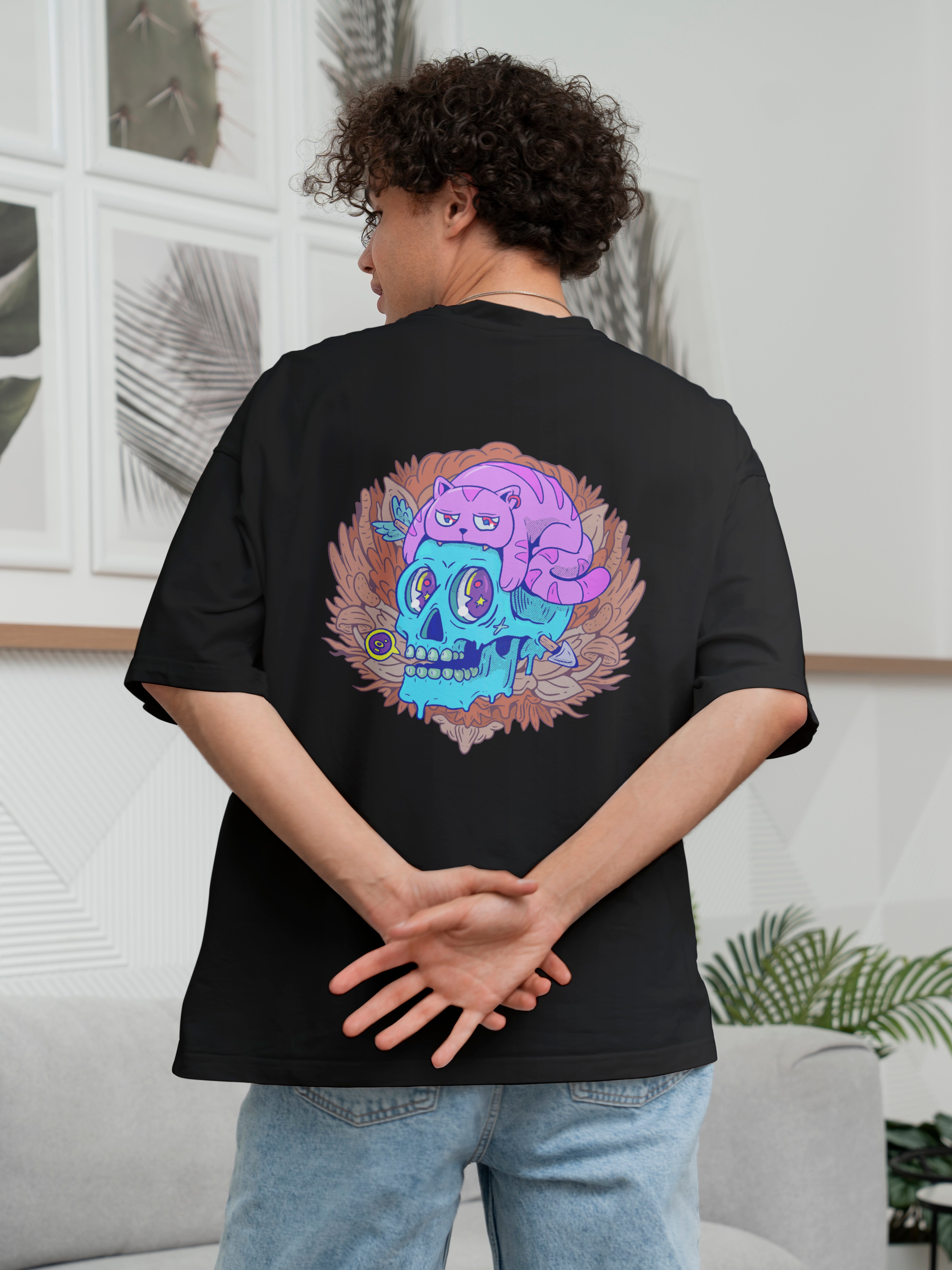 Cat Skull Oversized Tee