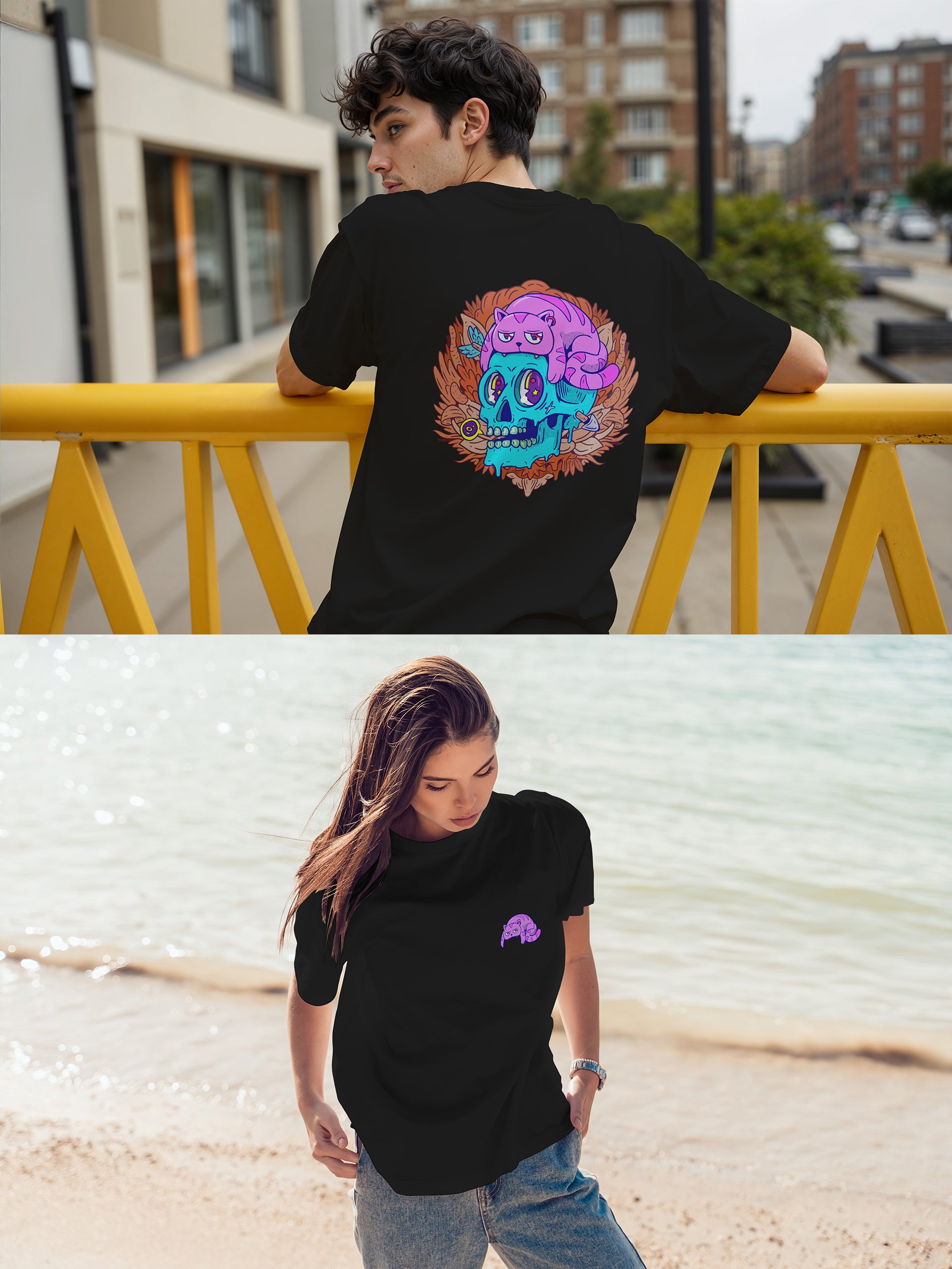 Cat Skull Oversized Tee