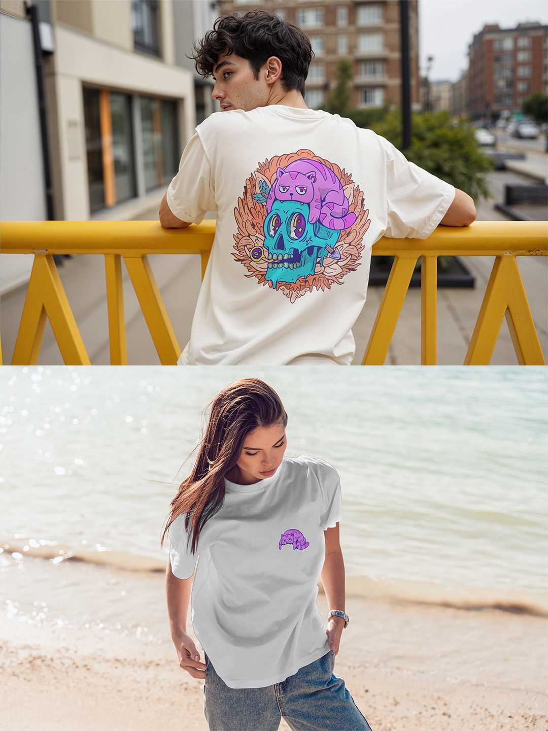 Cat Skull Oversized Tee