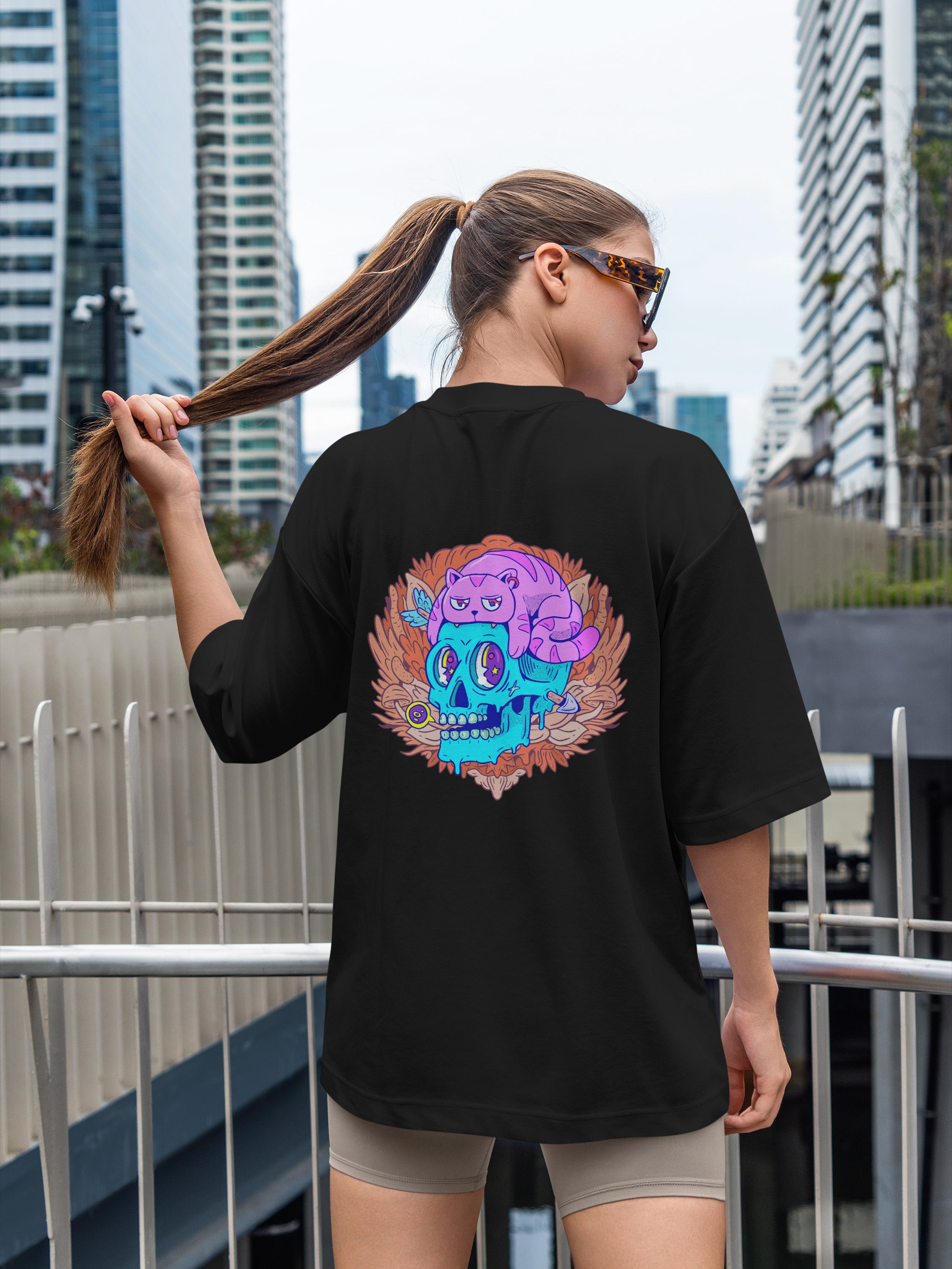 Cat Skull Oversized Tee
