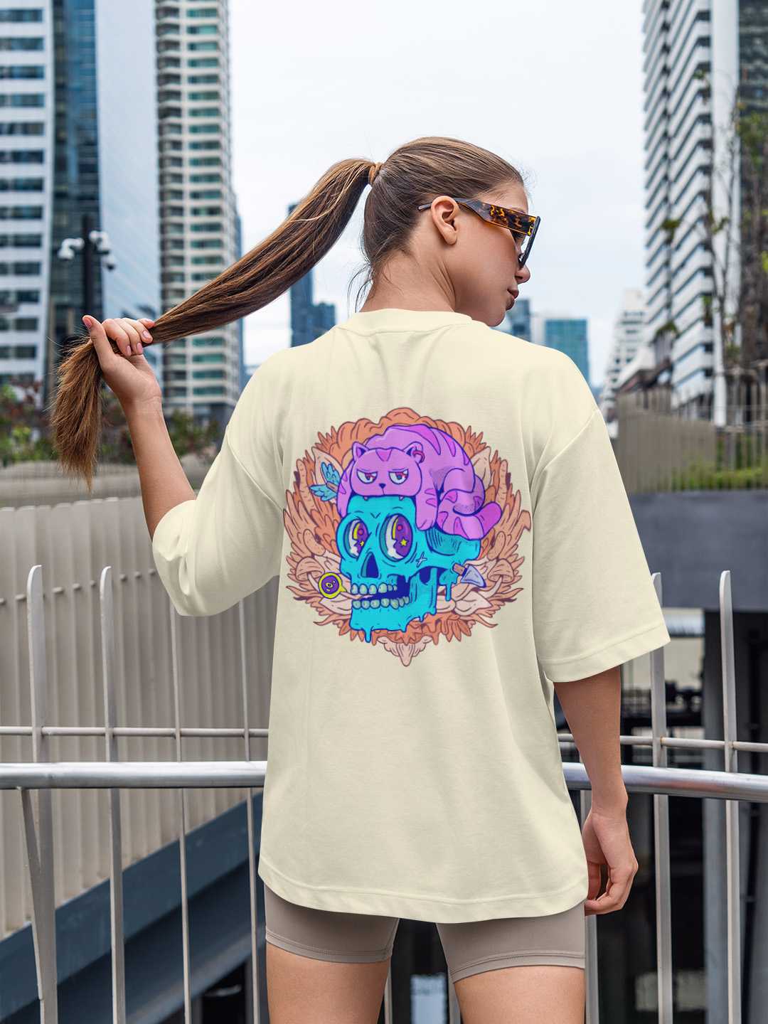 Cat Skull Oversized Tee