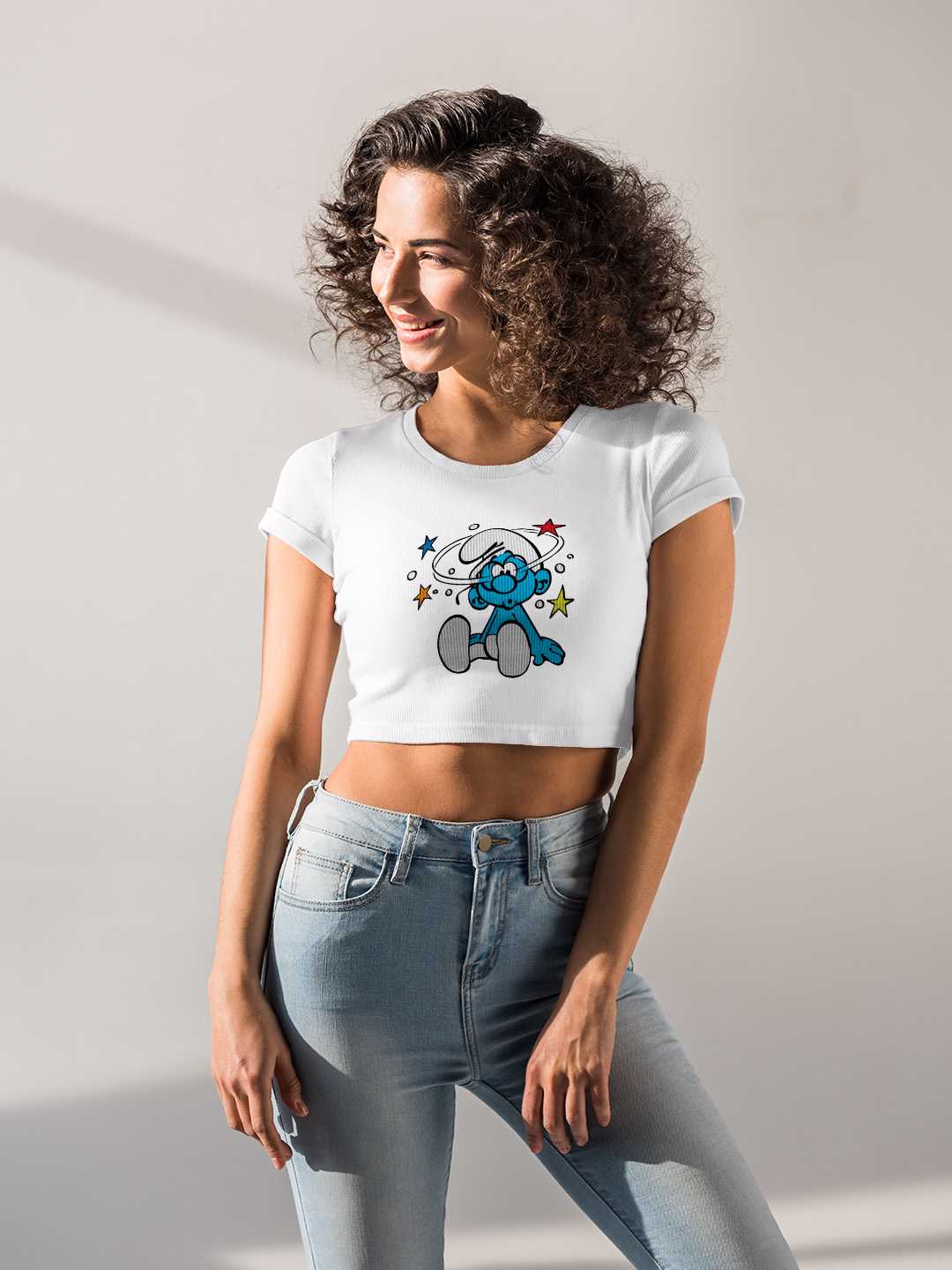 Confused Smurf Graphic Baby Tee