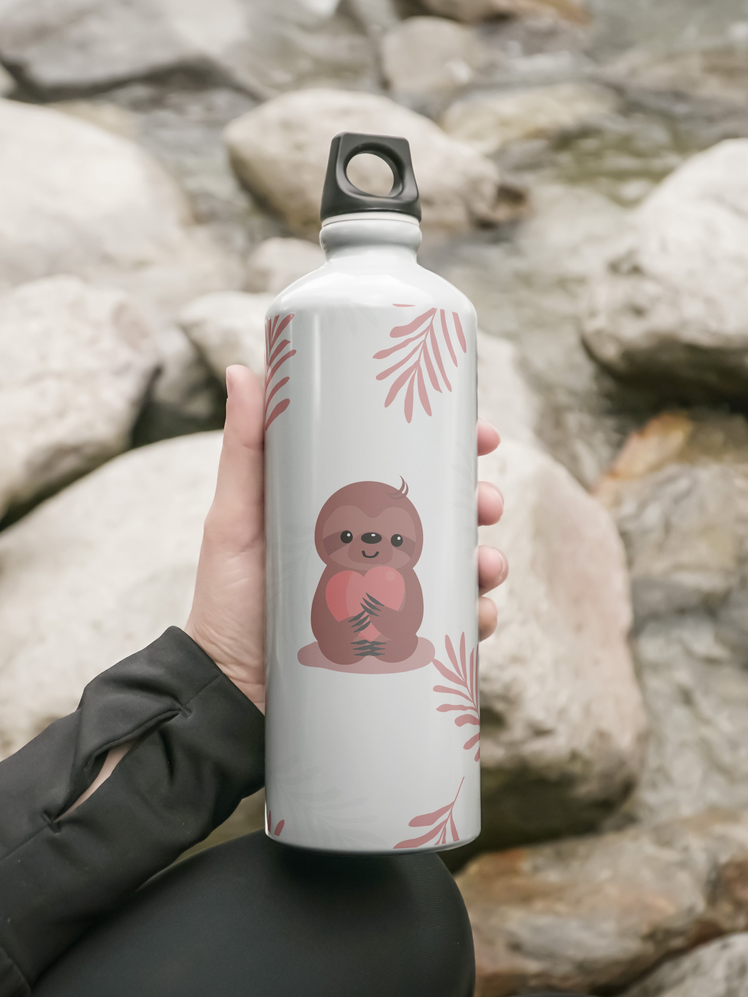 Sloth Pattern Graphic Metal Bottle