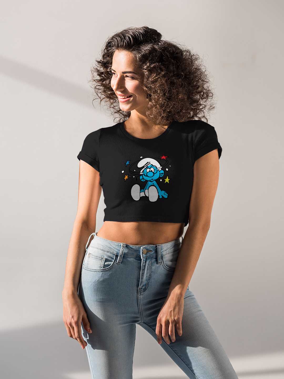 Confused Smurf Graphic Baby Tee