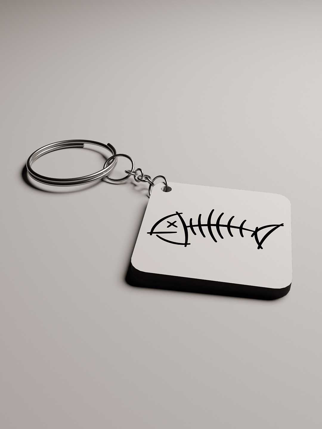Fish Bone Graphic Keychain