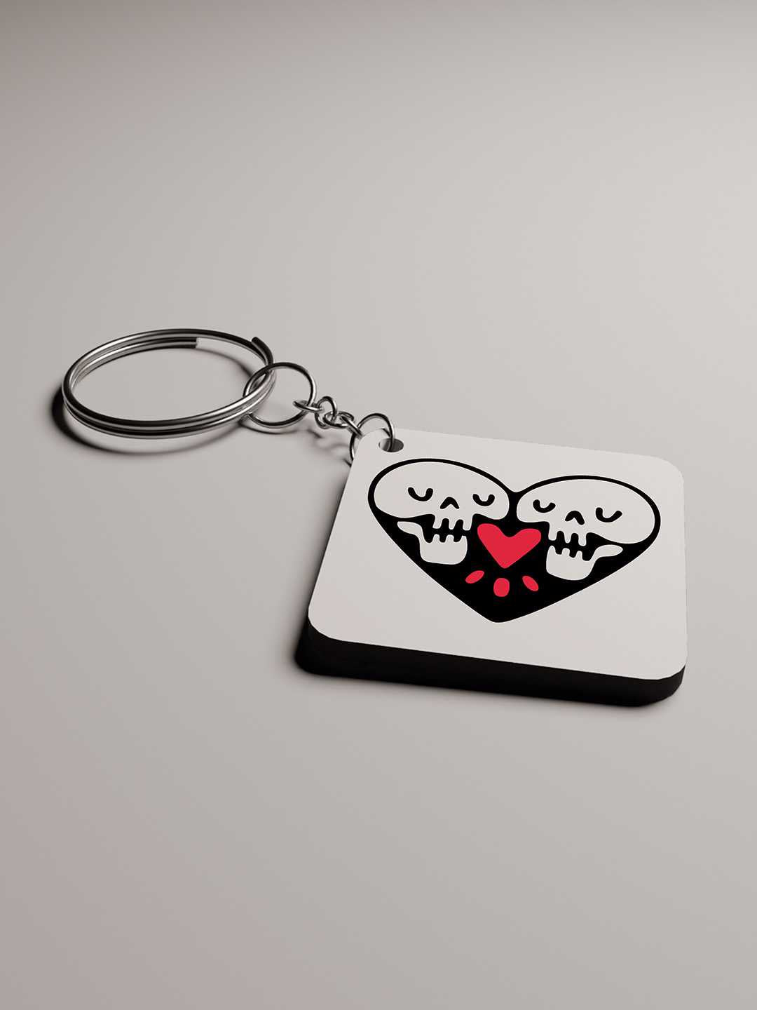 Skull Heart Art Graphic Keychain