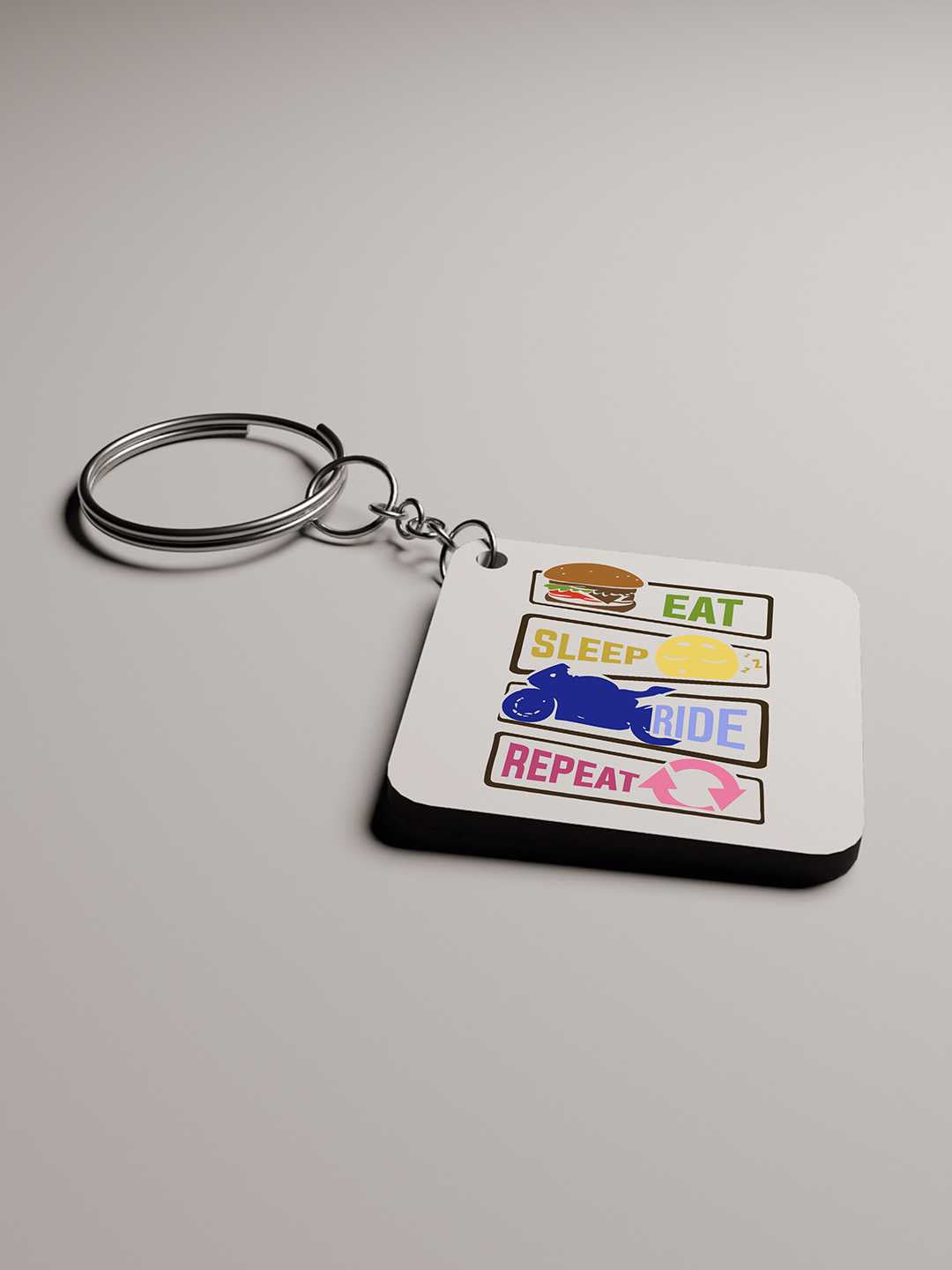Eat.Sleep.Ride.Repeat Graphic Keychain