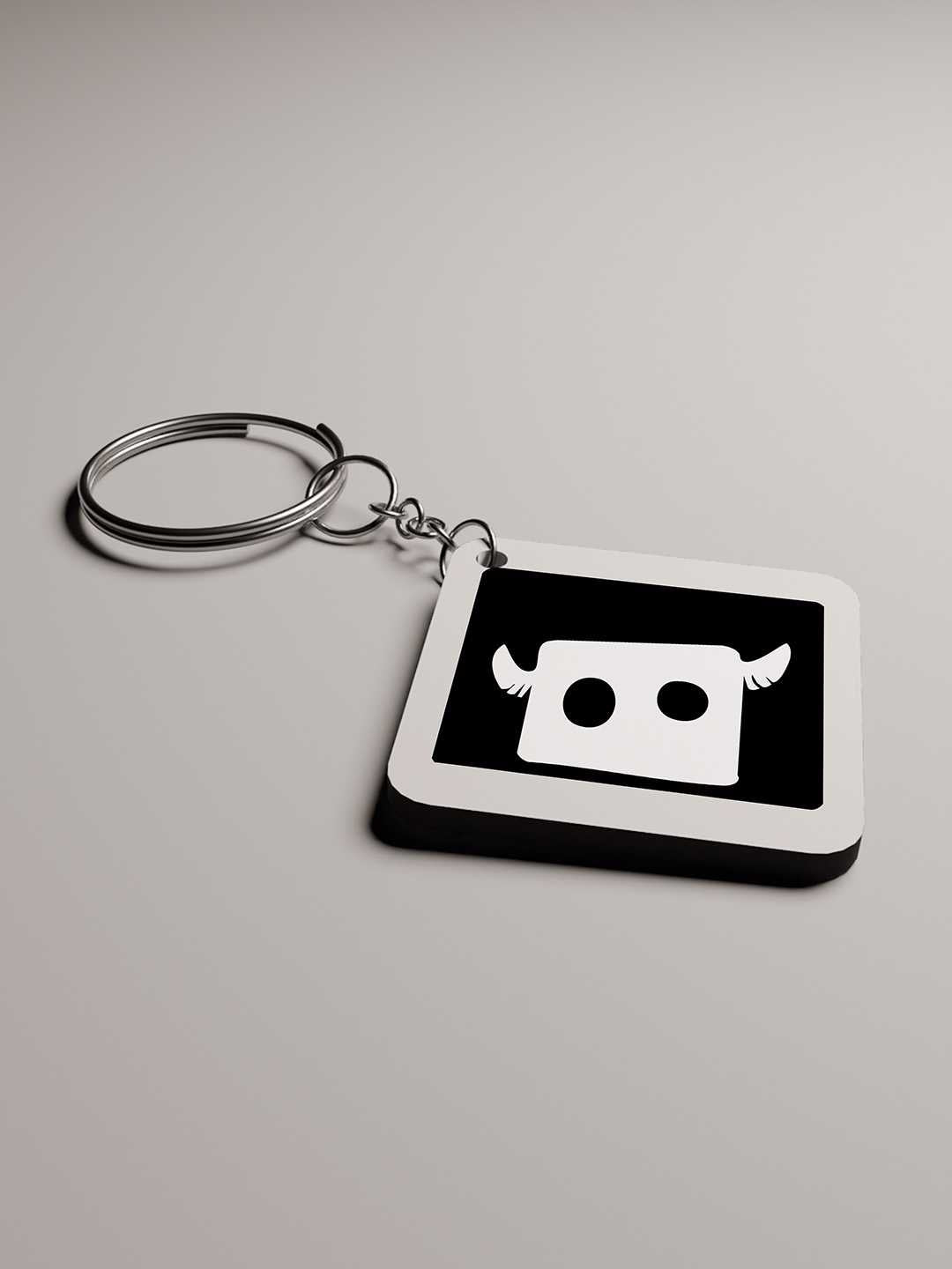 Stare Square Graphic Keychain